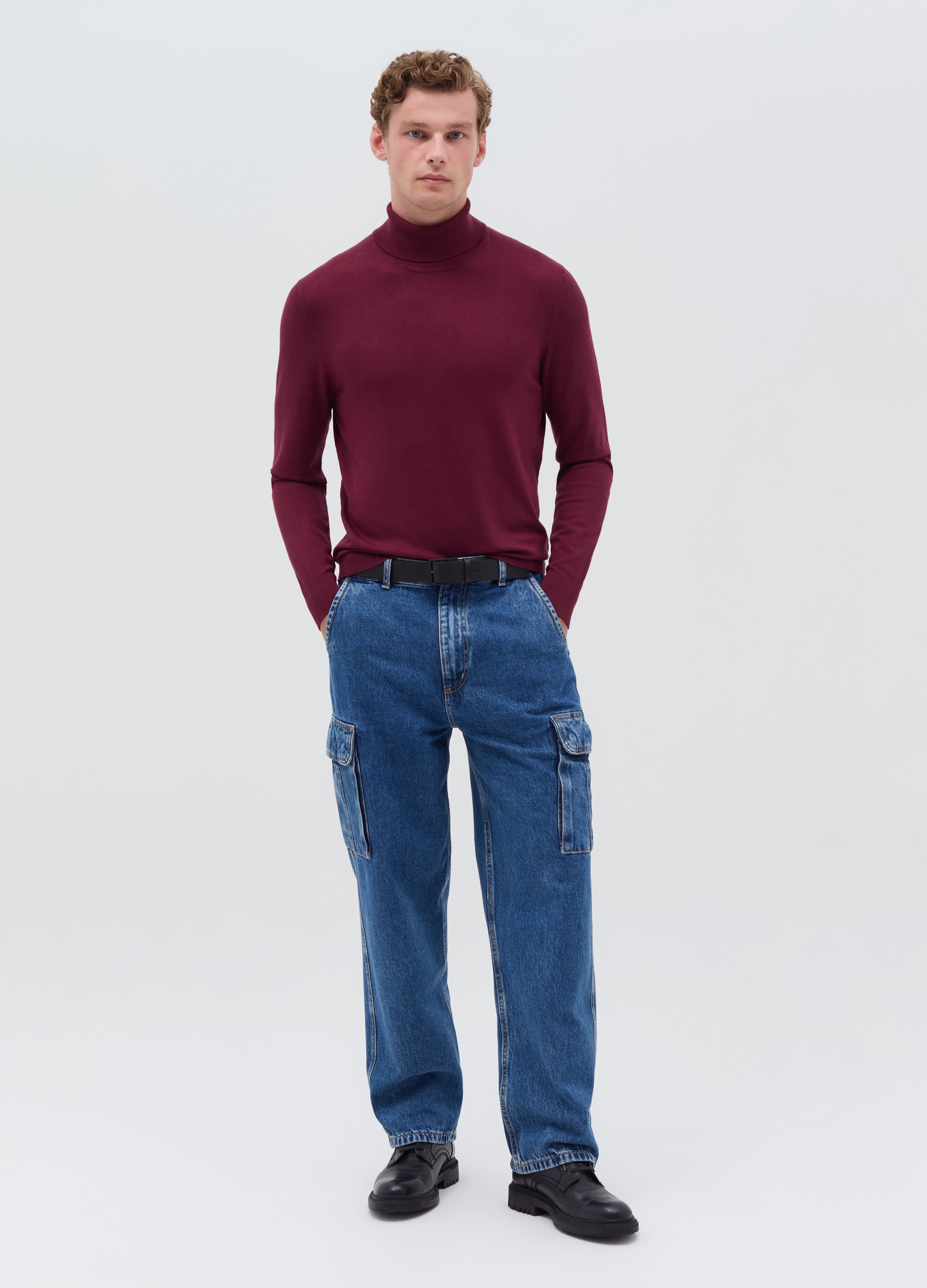 Jersey De Cuello Alto, Hombre, Púrpura Vino, Talla: XL