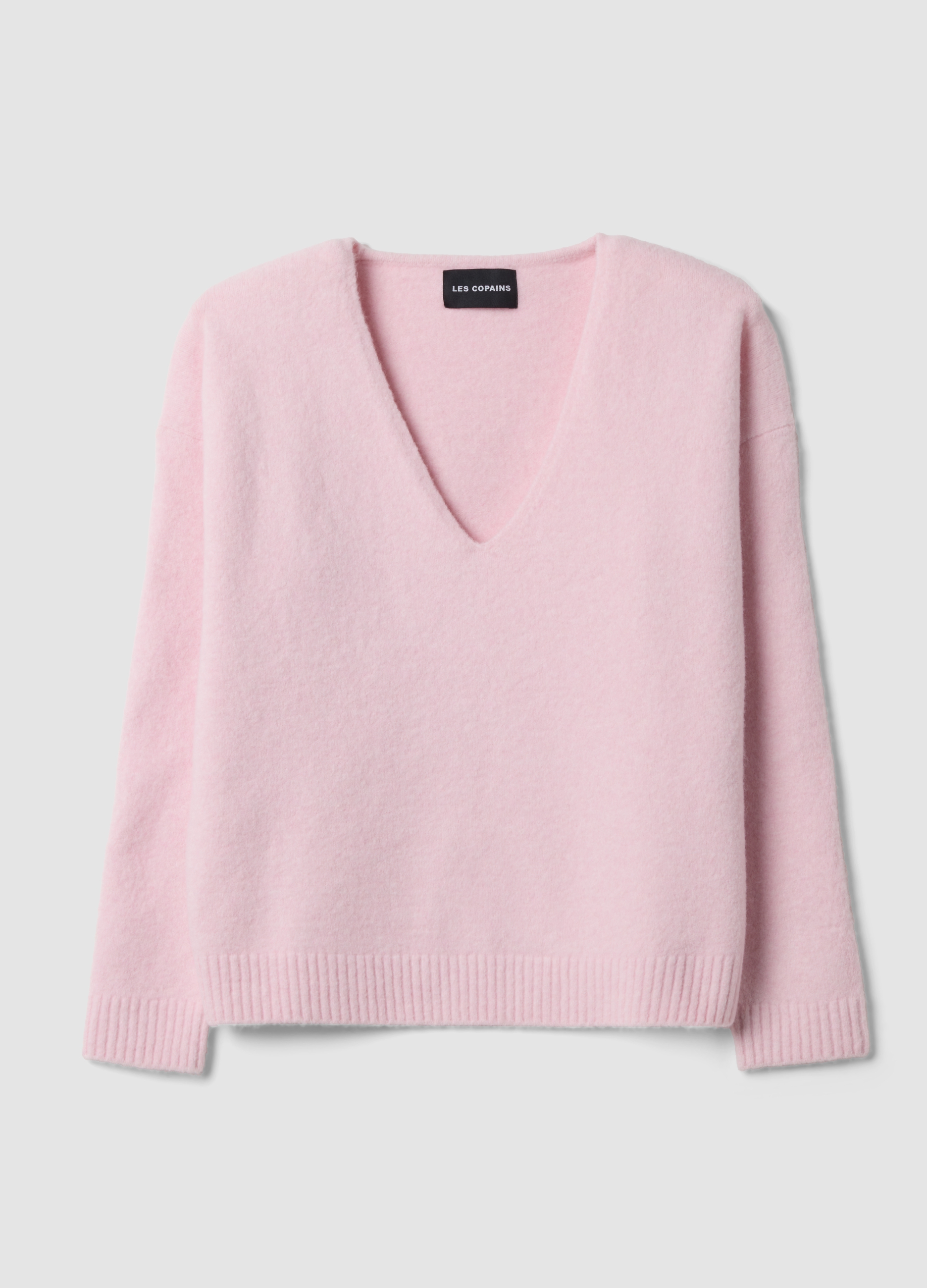LES COPAINS, Maglia Rosa In Lana Elasticizzata Con Scollo Profondo A V Over Fit, Donna, Rosa, Taglia: XS