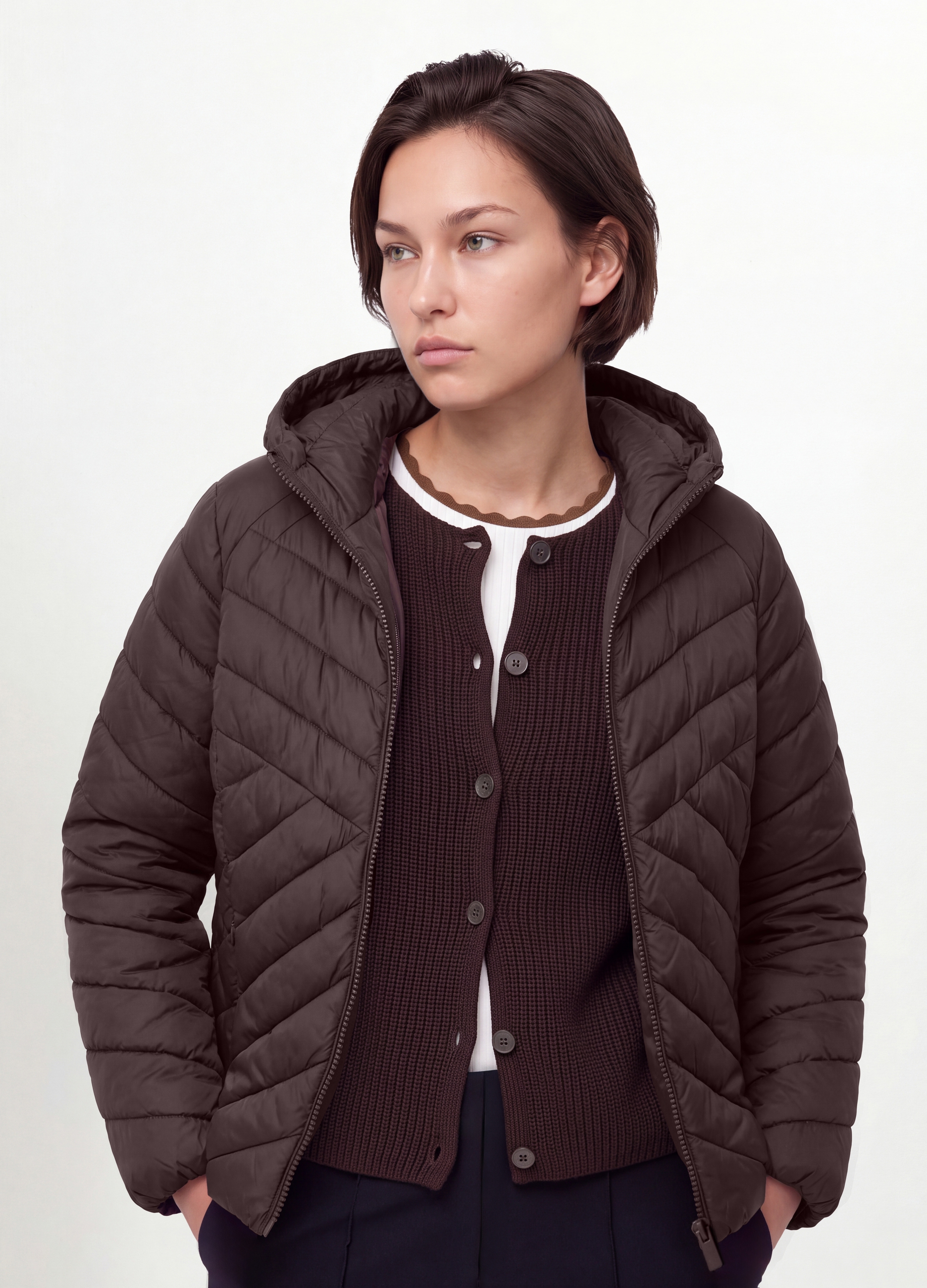 MYA, Giacca Ultralight Viola Trapuntata Con Cappuccio E Zip Regular Fit, Donna, Viola, Taglia: XL