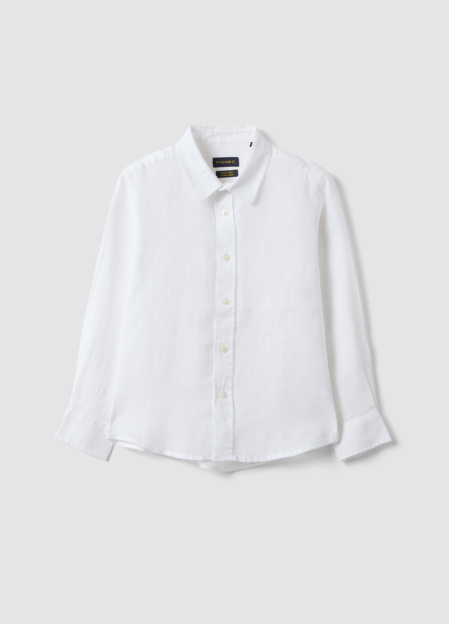 PIOMBO KIDS, Camisa Blanca Infantil De Lino Puro Con Corte Oversize, Niño, Blanco óptico, Talla: 6