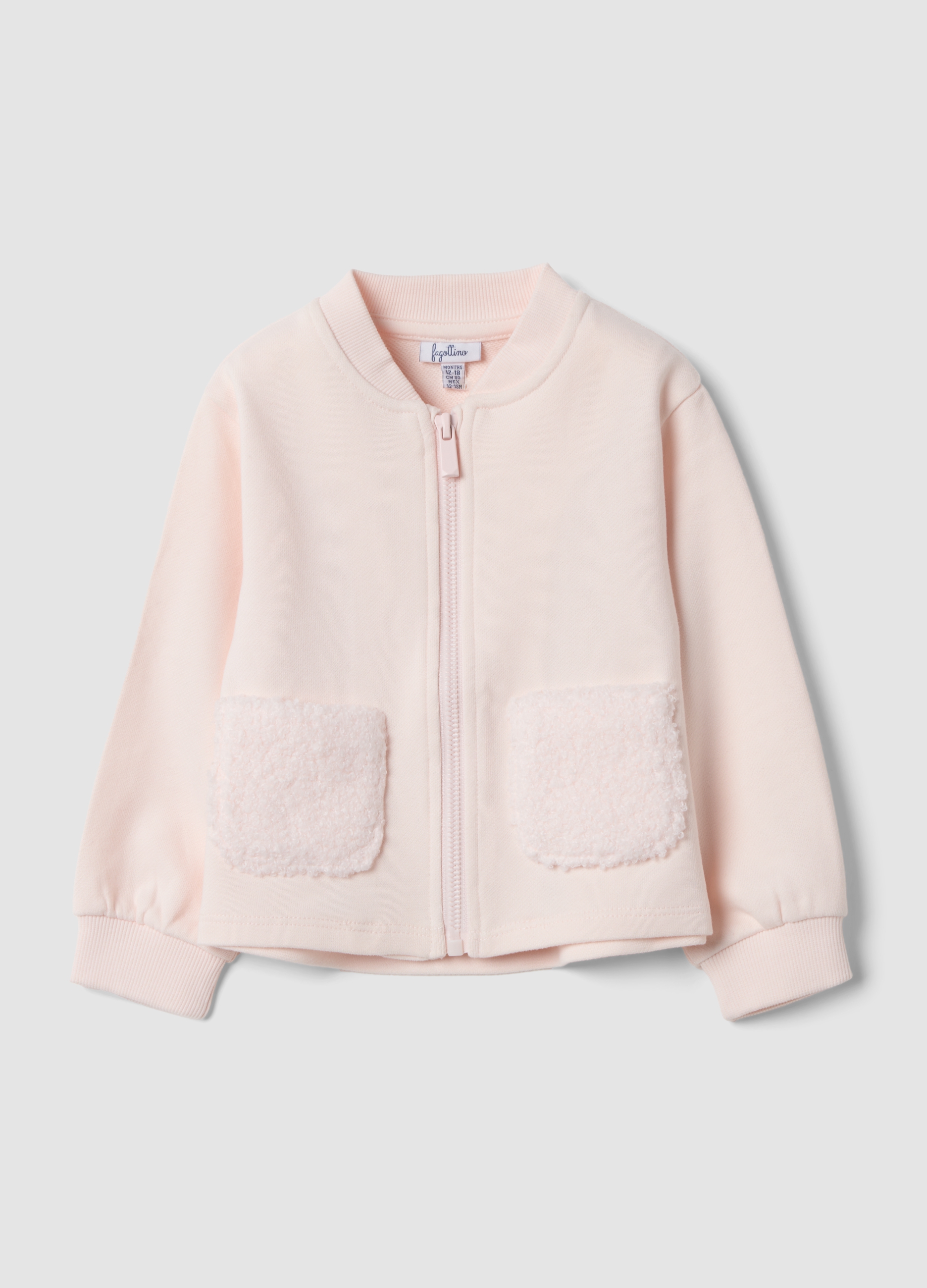 FAGOTTINO, Felpa Rosa In Puro Cotone Con Girocollo E Zip, Bambina, Rosa, Taglia: 30-36