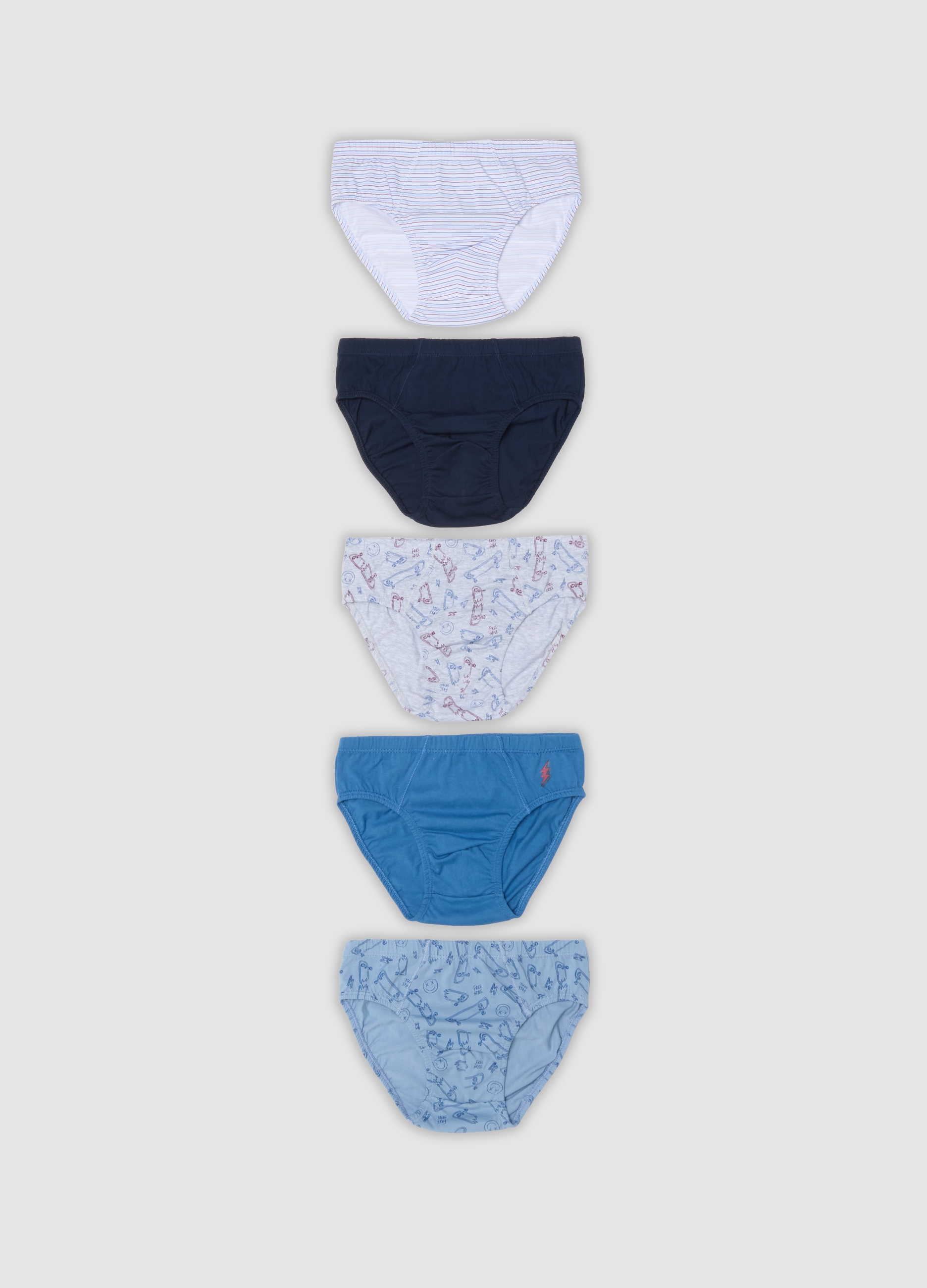 OVS KIDS, Multipack Di Cinque Slip Multicolor In Puro Cotone Jersey Organico, Bambino, Multicolor, Taglia: 12-13