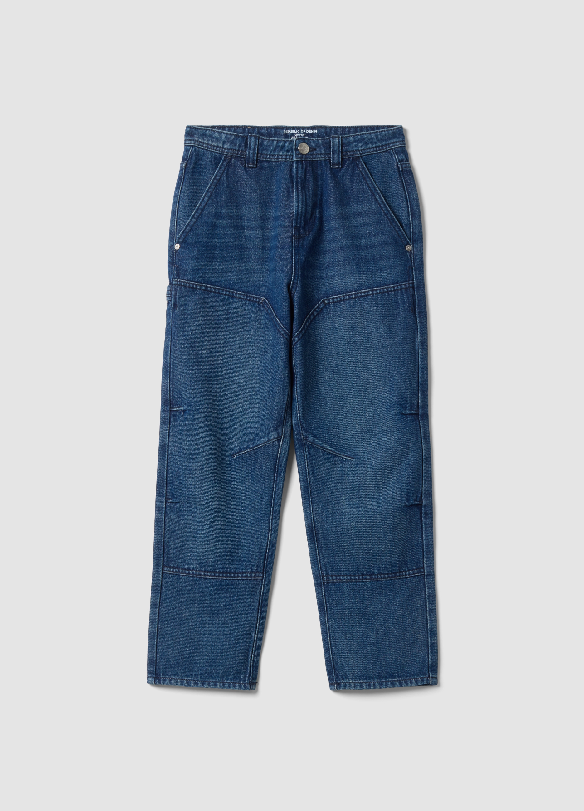 REPUBLIC OF DENIM, Jeans Blu In Puro Cotone Con Tasche Comfort Fit, Bambino, Blu, Taglia: 12-13