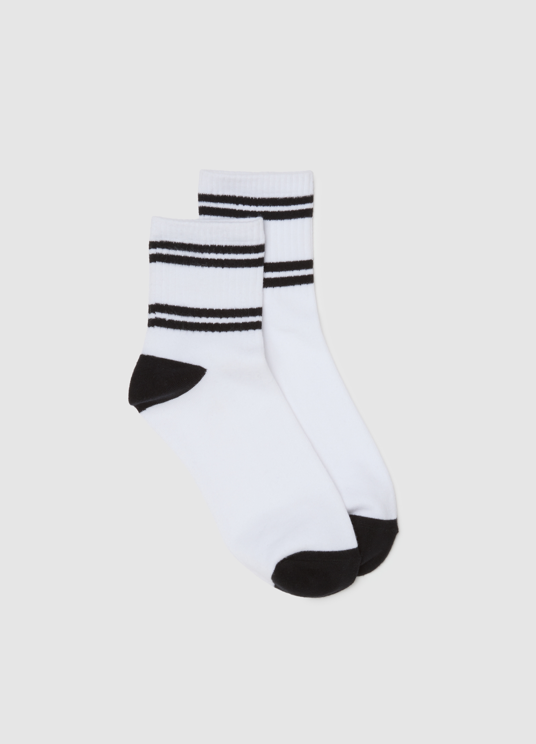 OVS, Calzini Corti Bianchi A Righe In Cotone Elasticizzati, Donna, Multicolor, Taglia: 39-41