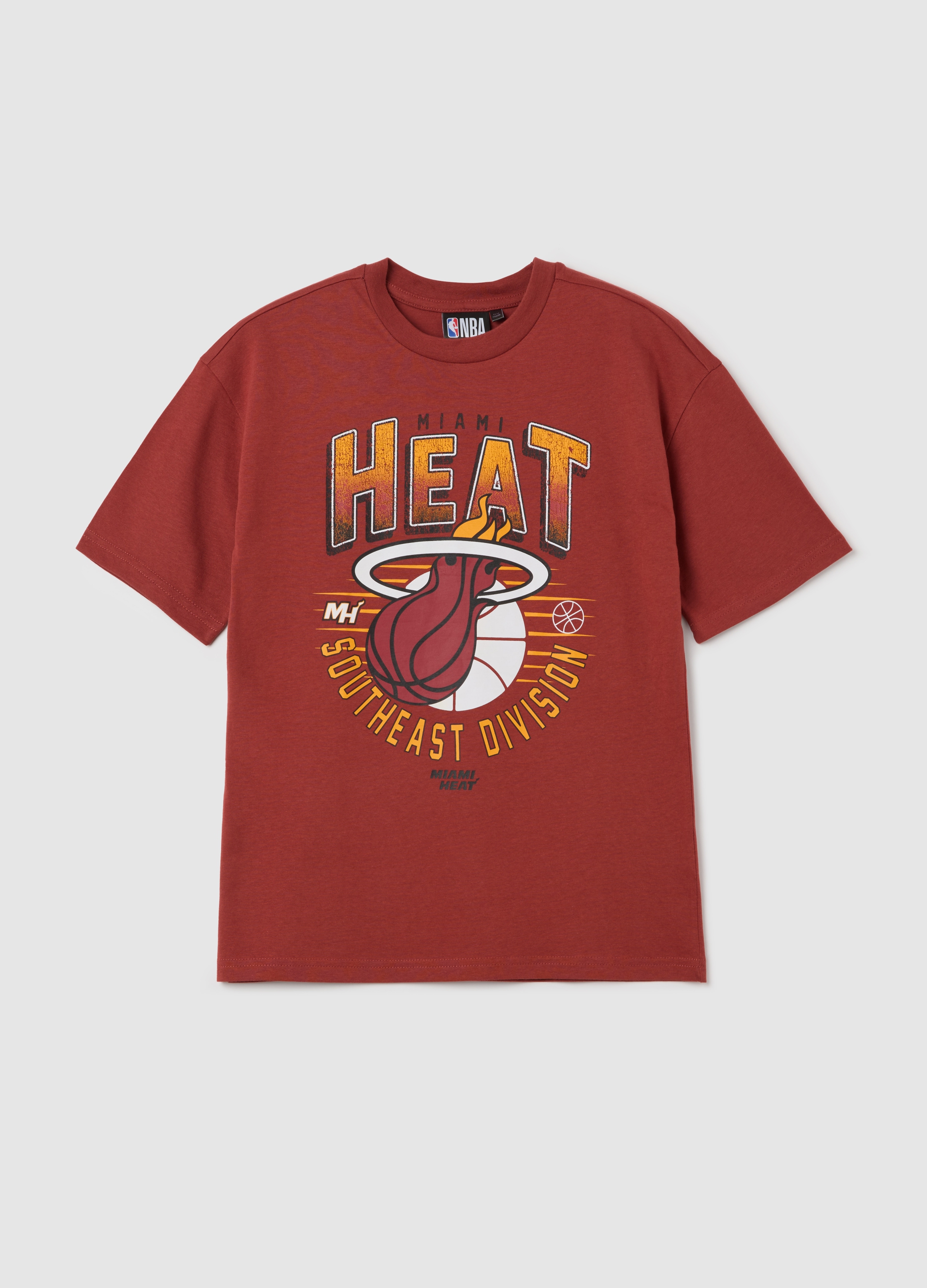 NBA, T-shirt Bordeaux Stampa Nba Miami Heats, Unisex, Rosso, Taglia: 10-11