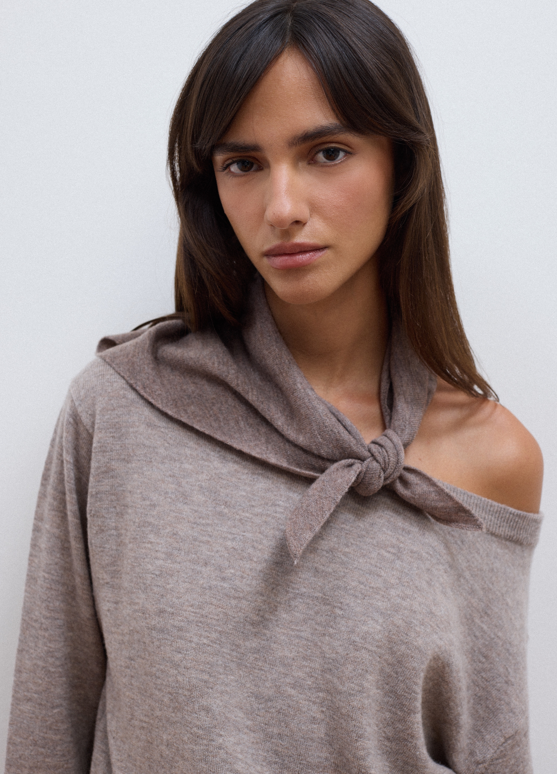 LES COPAINS, Maglia Grigia In Pura Lana Con Scollo A Barchetta, Donna, Grigio, Taglia: L