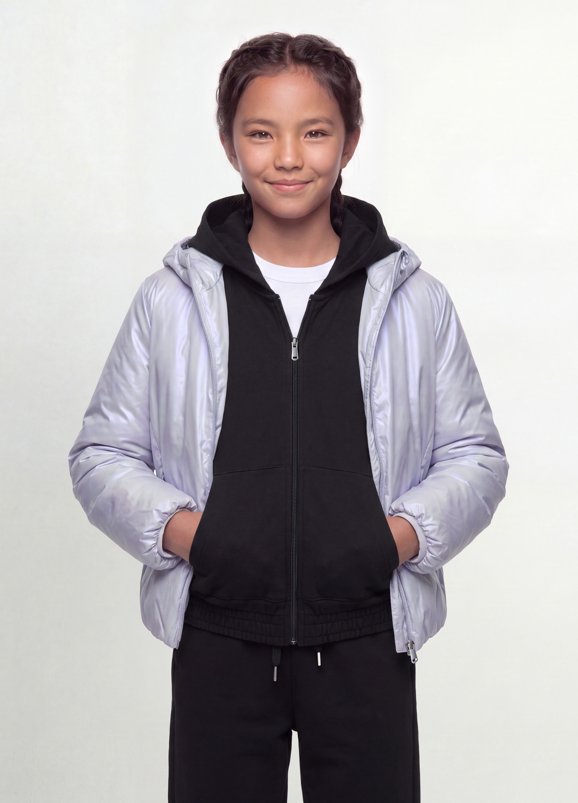 OVS KIDS, Giacca Antipioggia Grigia Con Cappuccio E Zip Per Ragazza, Bambina, Grigio, Taglia: 13-14