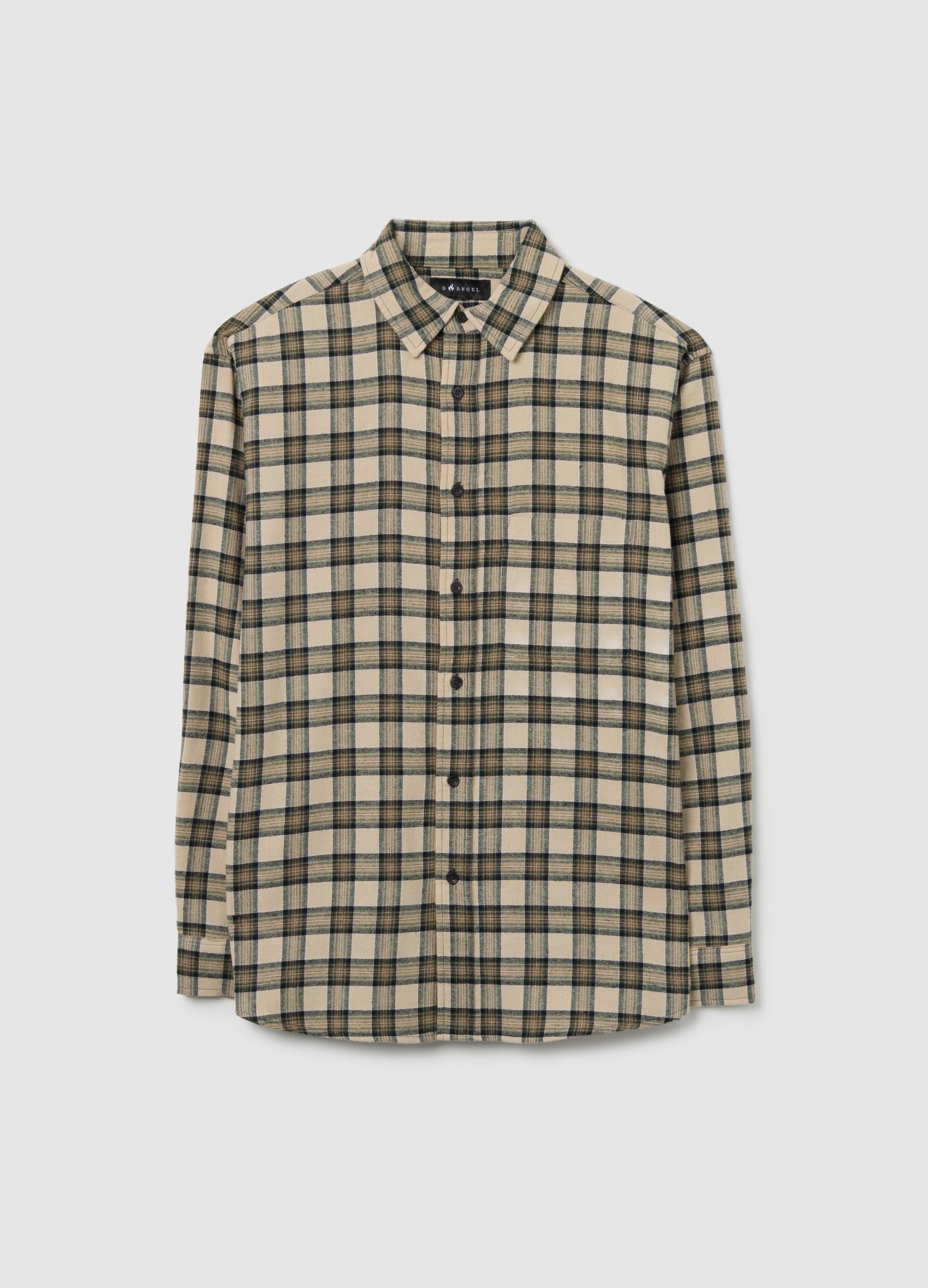 B.ANGEL, Camicia Beige A Quadri In Flanella, Hombre, Beige, Talla: L