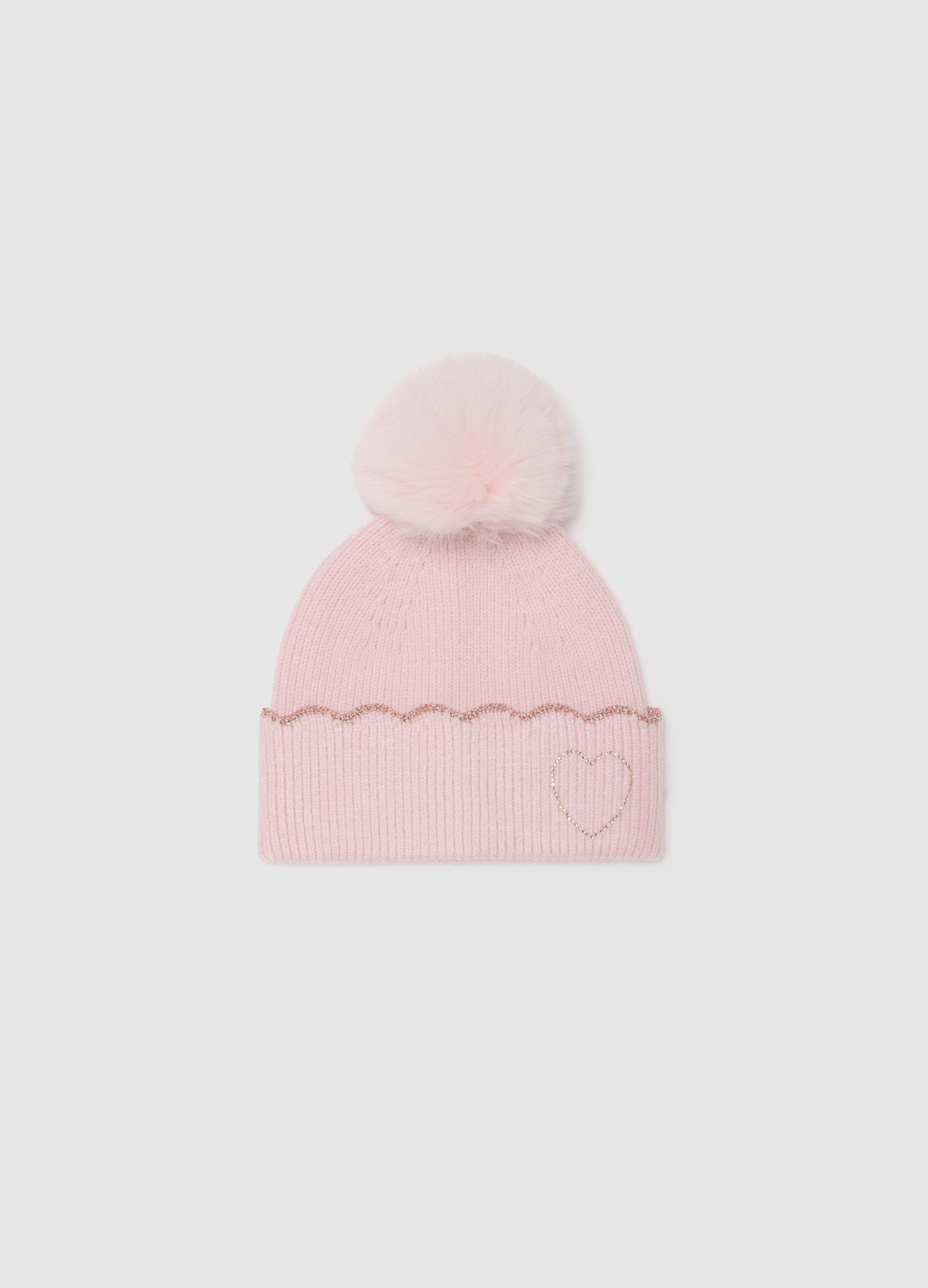 OVS KIDS, Cappello Da Bambina Rosa Con Pon Pon, Rosa, Taglia: 54