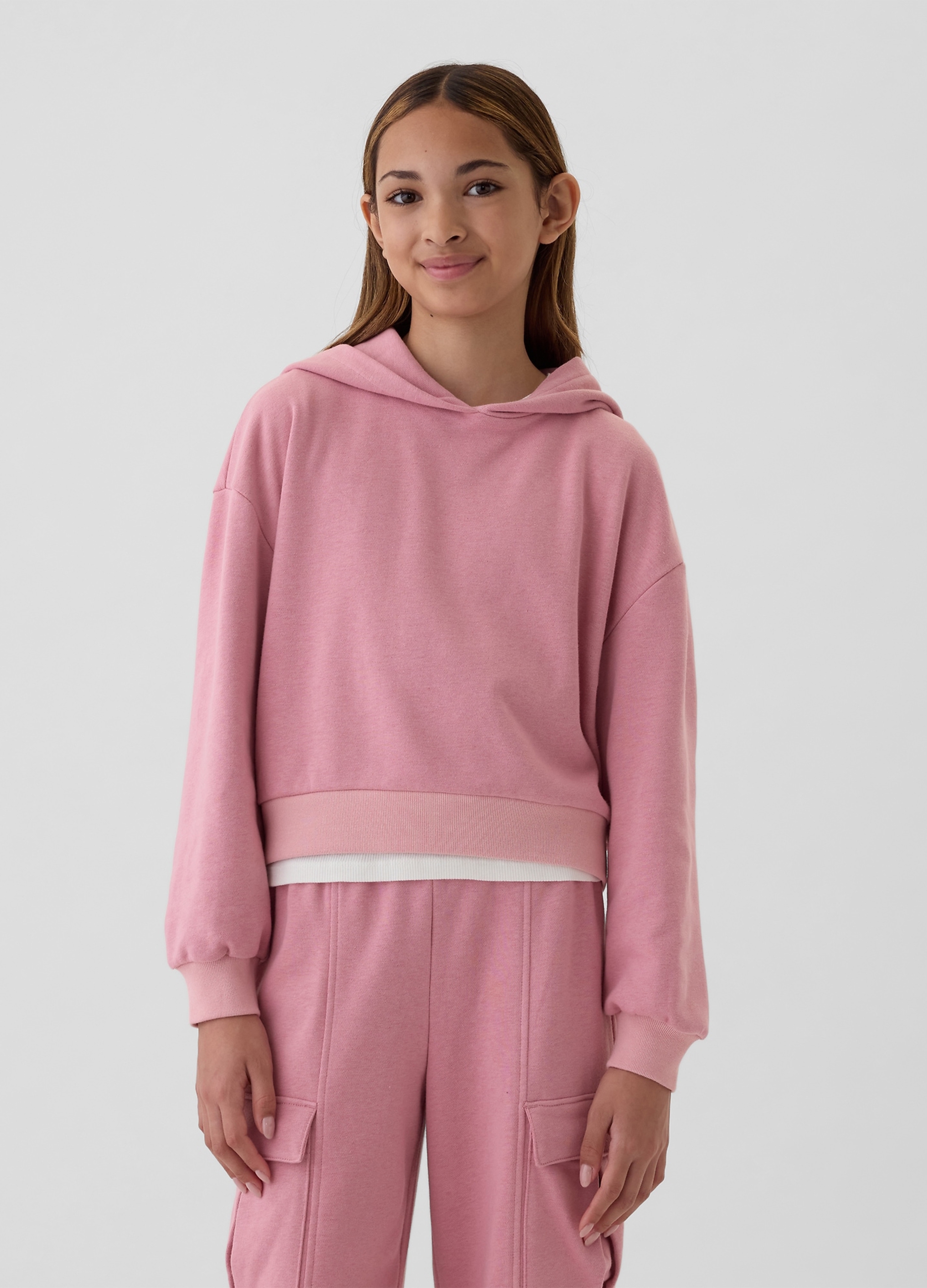GAP KIDS, Felpa Cropped Con Cappuccio, Bambina, Rosa, Taglia: XS/99-114