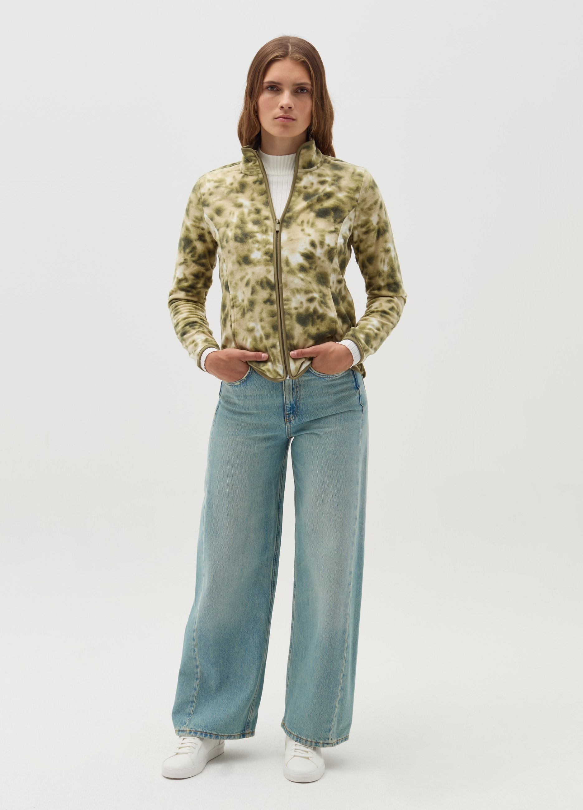 OVS, Full-zip Tie Dye In Pile, Donna, Multicolor, Taglia: L