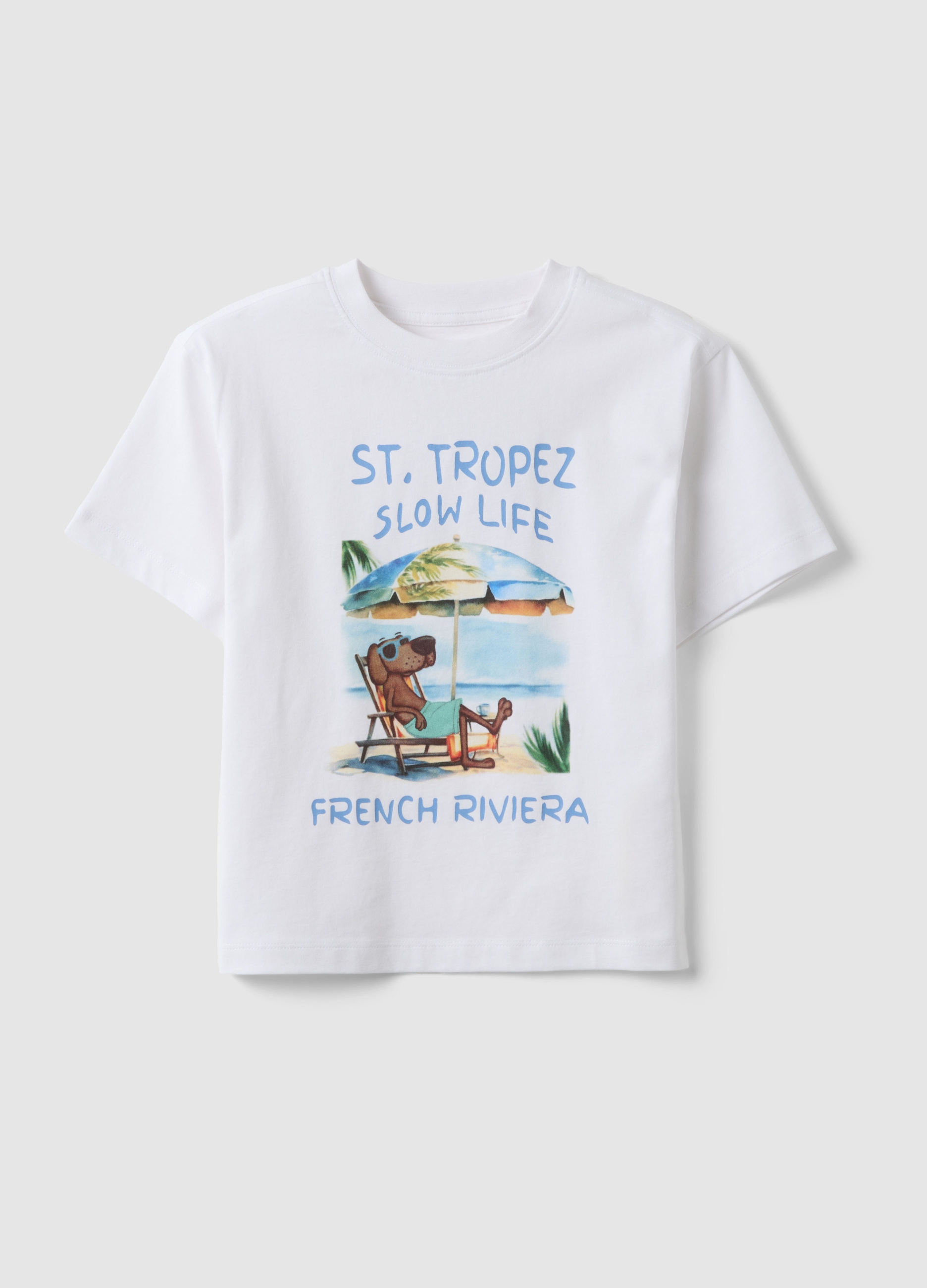 OVS KIDS, Camiseta Infantil Blanca De Algodón Puro Con Ajuste Oversize Y Estampado, Niño, Blanco óptico, Talla: 5-6