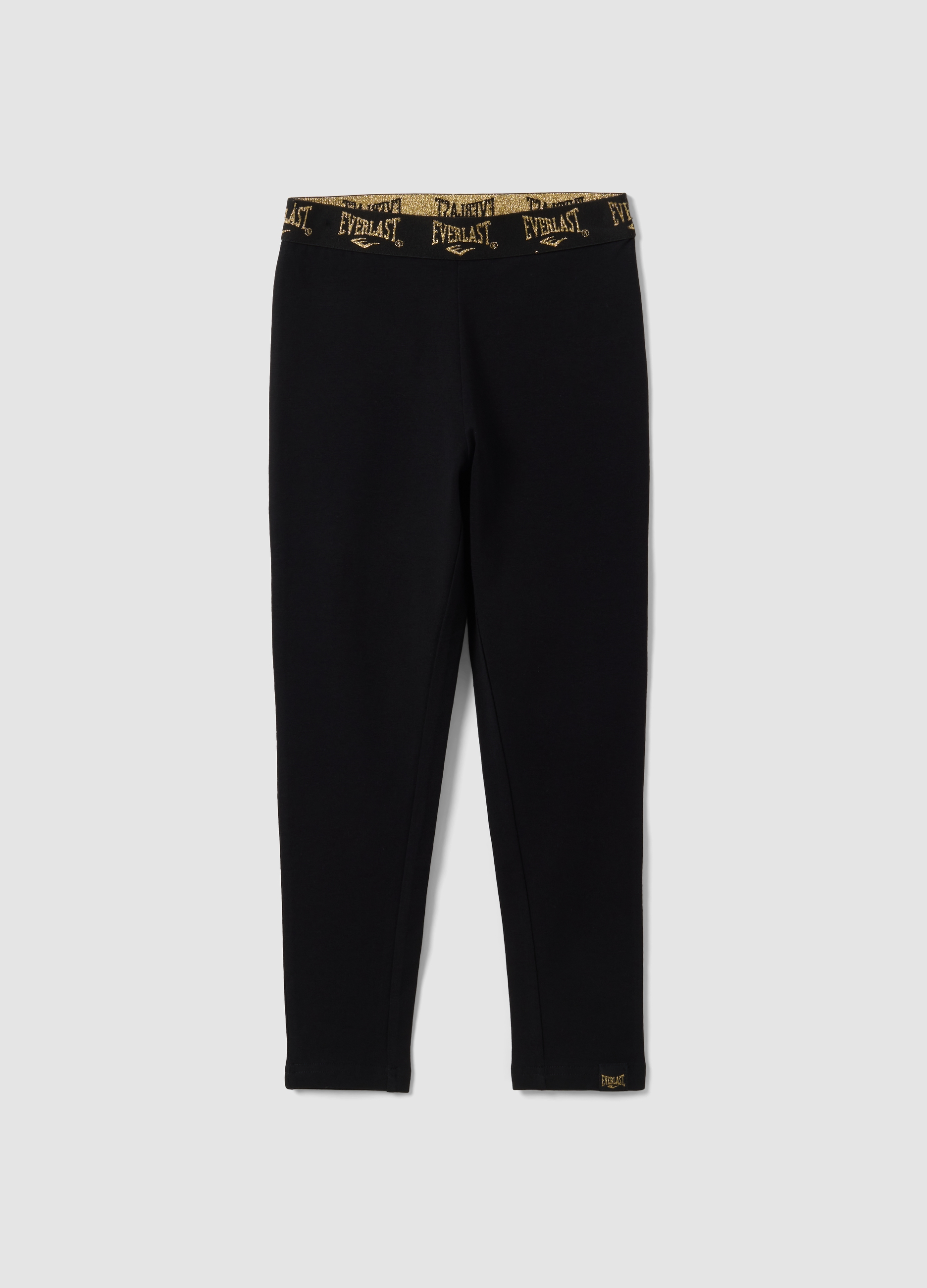 EVERLAST, Leggings Neri In Cotone Elasticizzato Con Fascia Per Bambina, Unisex, Nero, Taglia: 6-7