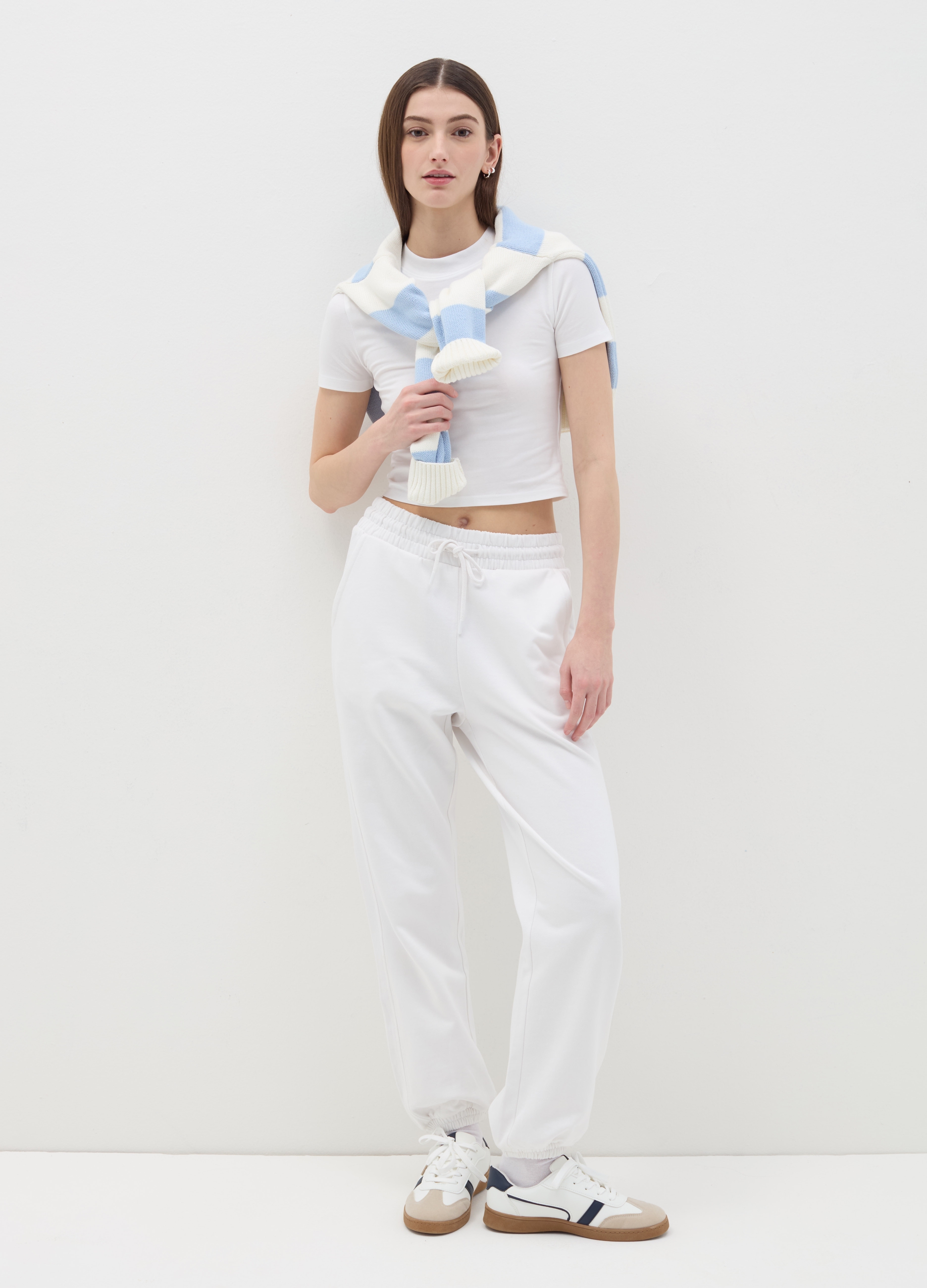 OVS, Joggers In Felpa Con Coulisse, Donna, Bianco, Taglia: XS