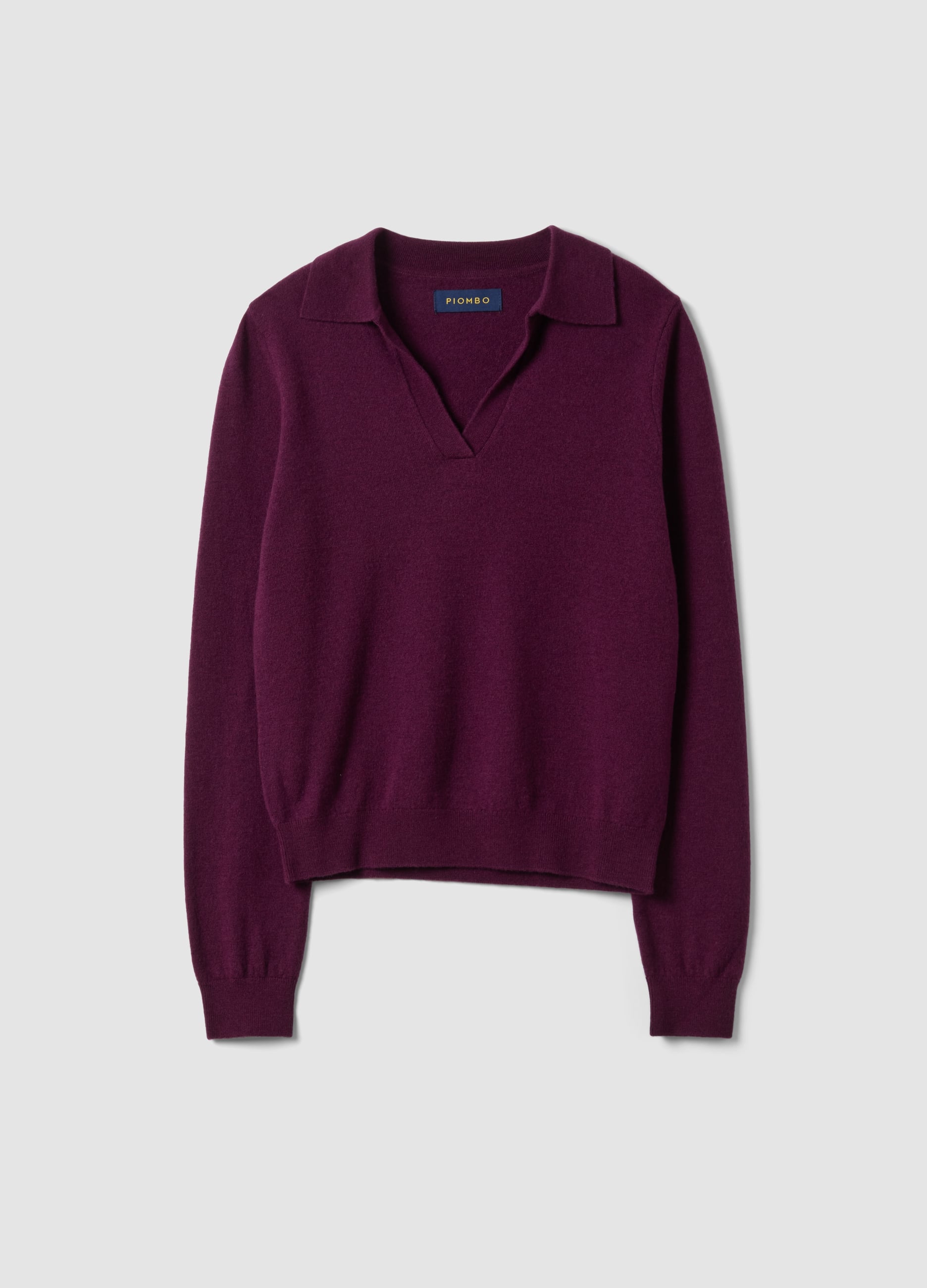 PIOMBO, Maglia Viola In Pura Lana Con Colletto Polo, Donna, Viola, Taglia: S