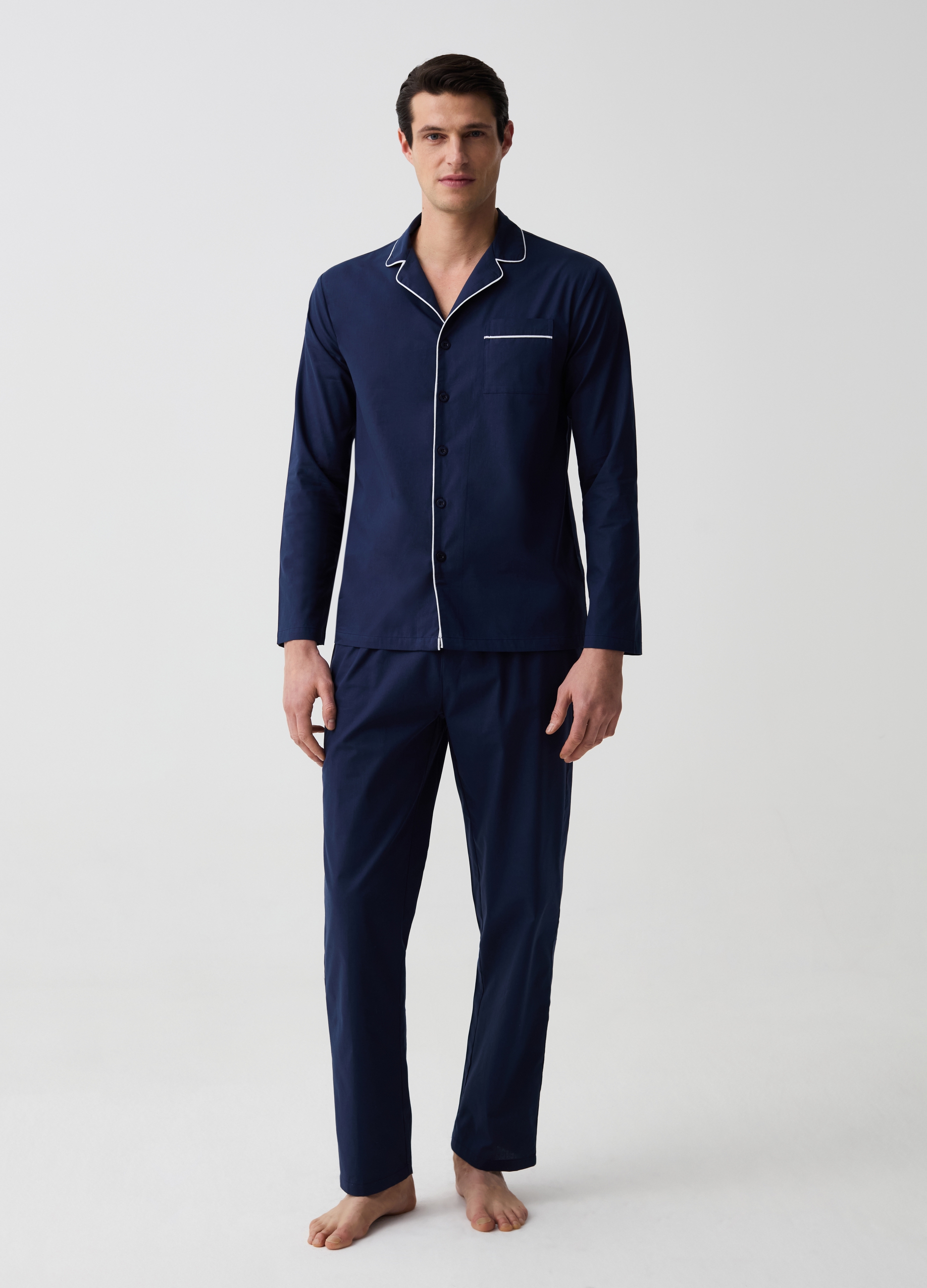 OVS , Pigiama Lungo In Cotone Con Bottoni, Uomo, Blu, Taglia: XL
