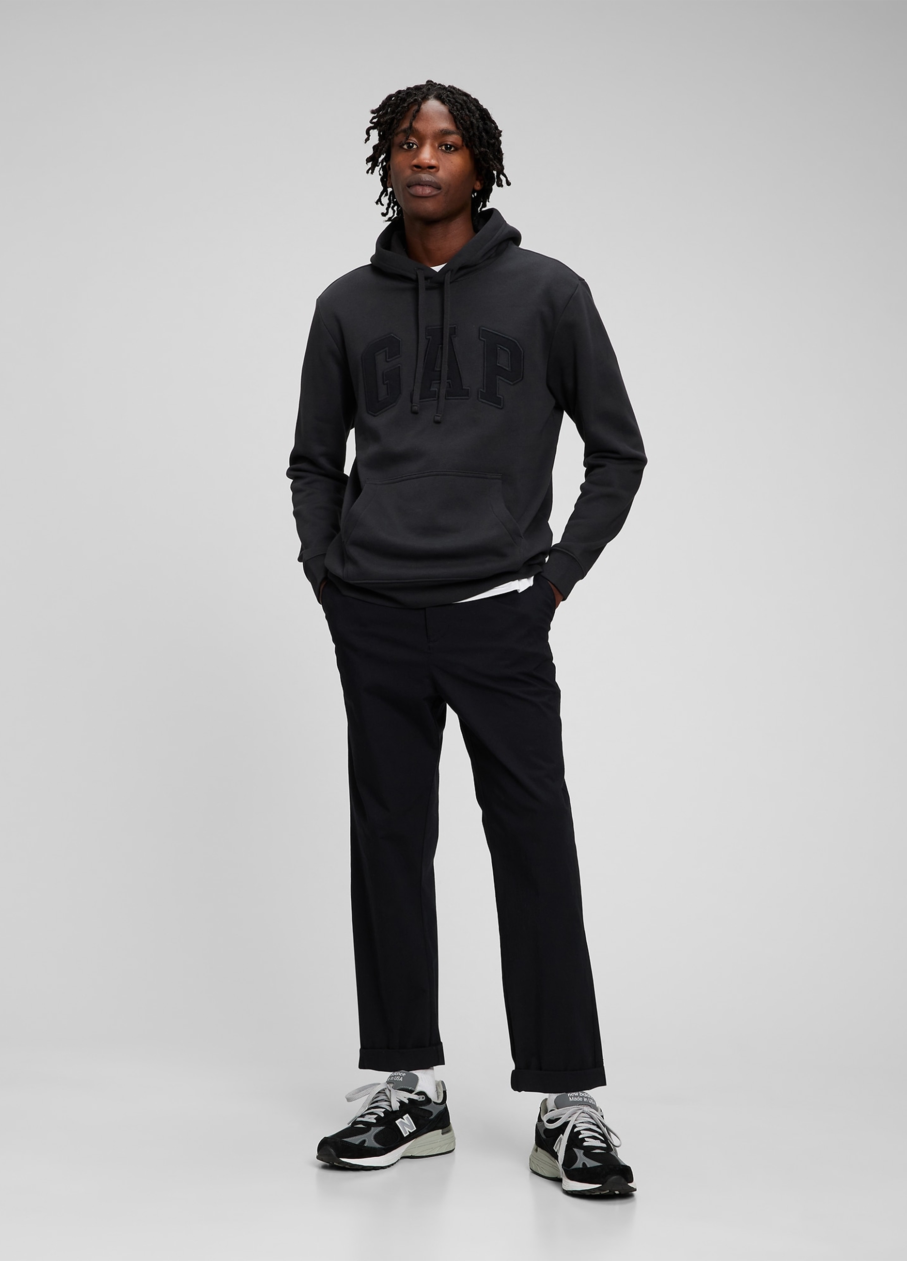 GAP, Felpa Con Cappuccio Ricamo Logo, Uomo, Nero, Taglia: S