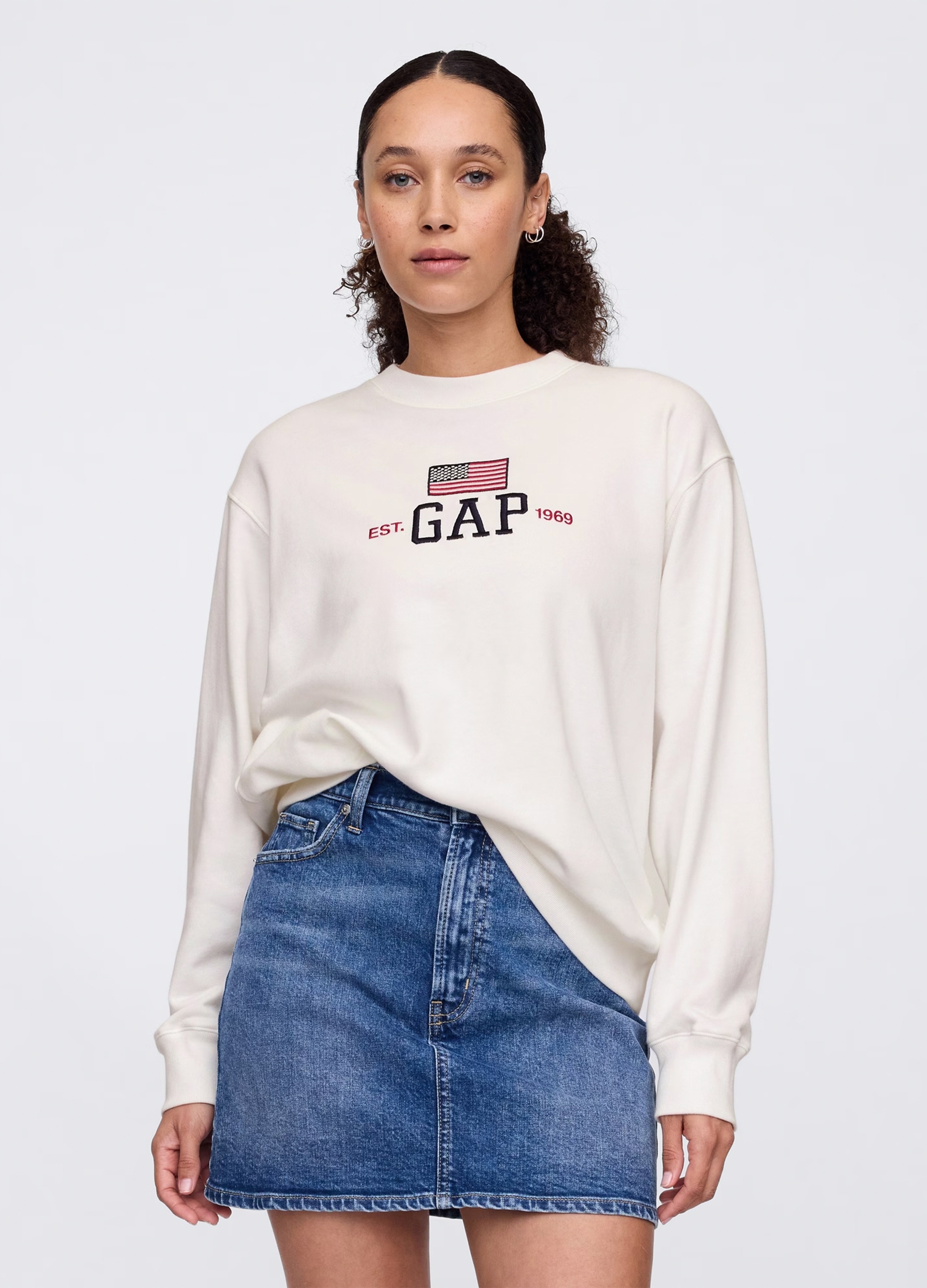 GAP, Felpa Bianca Con Logo, Donna, Bianco, Taglia: XS