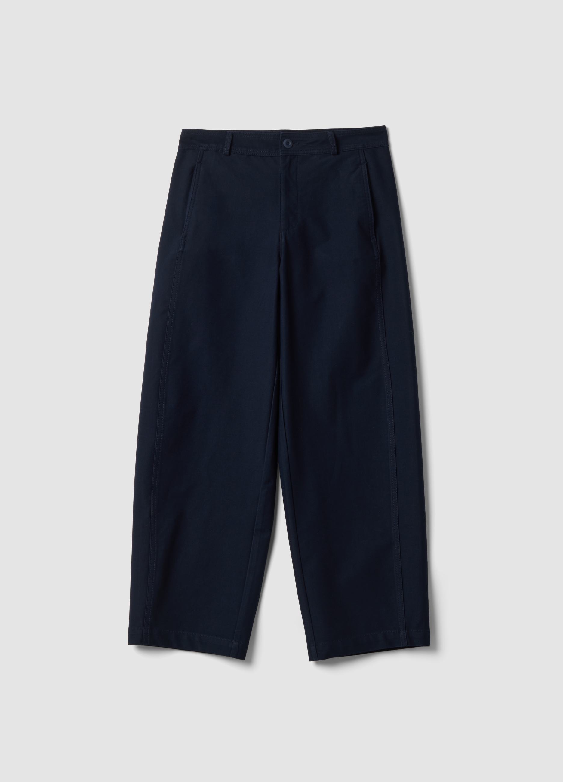 OVS, Pantaloni The Iconic Pants Blu In Misto Cotone Elasticizzato Barrel Fit, Donna, Blu, Taglia: 46