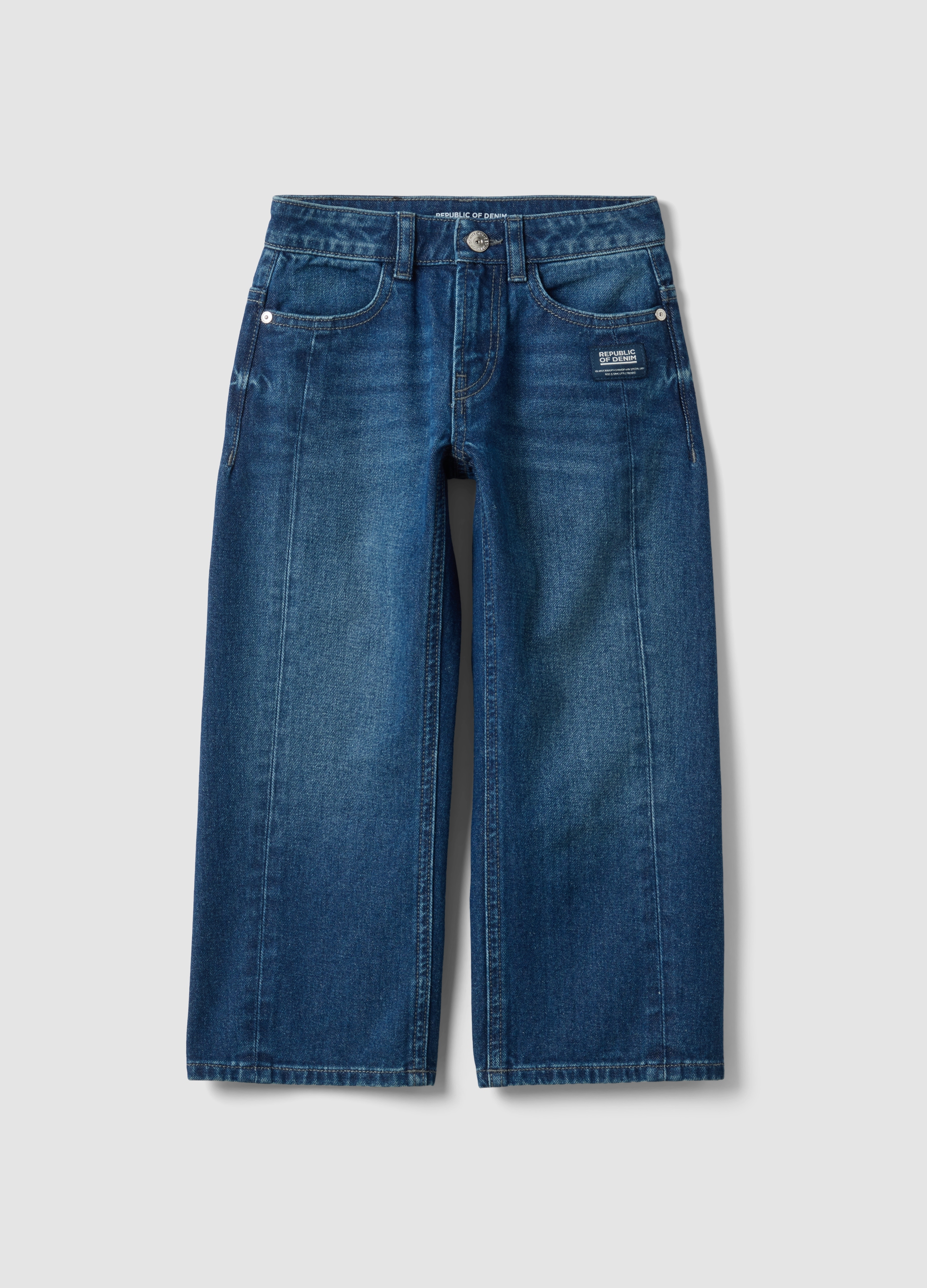REPUBLIC OF DENIM, Jeans Blu In Puro Cotone Baggy Fit Per Bambino, Blu, Taglia: 4-5