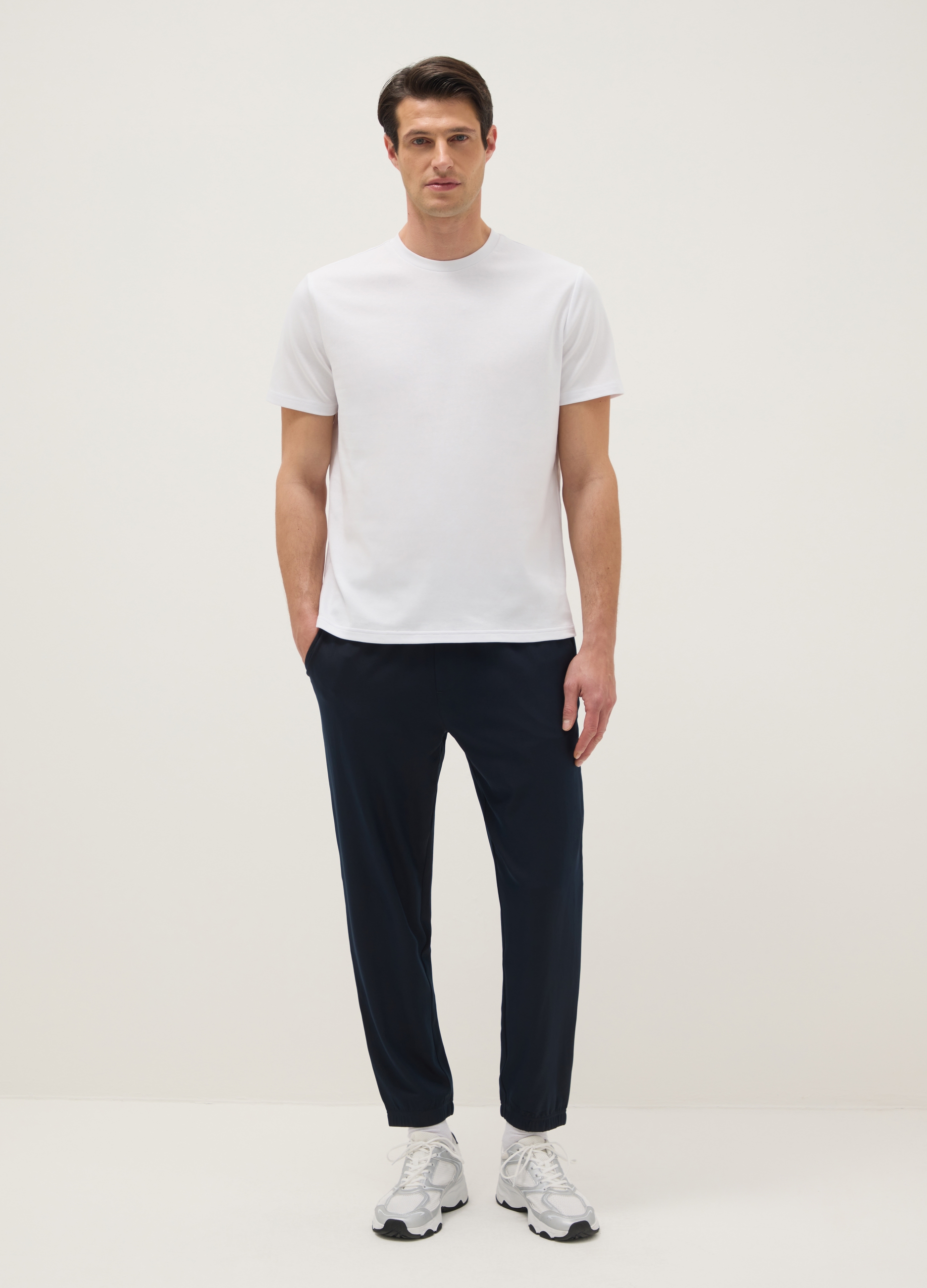 Pantalones Azules Regular Fit Con Cintura Elástica, Hombre, Azul marino, Talla: S