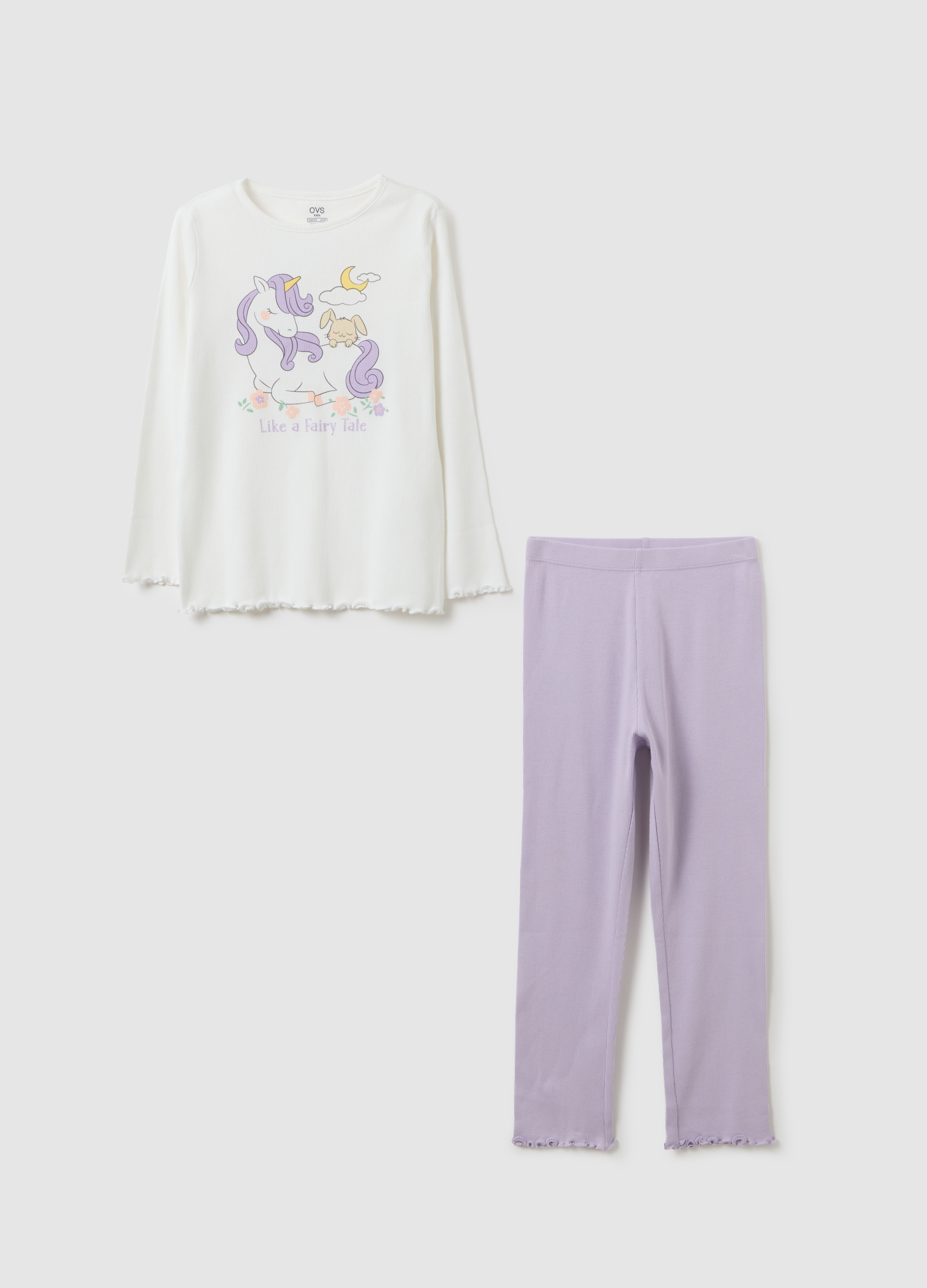 OVS, Pigiama Da Bambina In Puro Cotone Multicolor Regular Fit, Mädchen, Weiß, Größe: 3-4