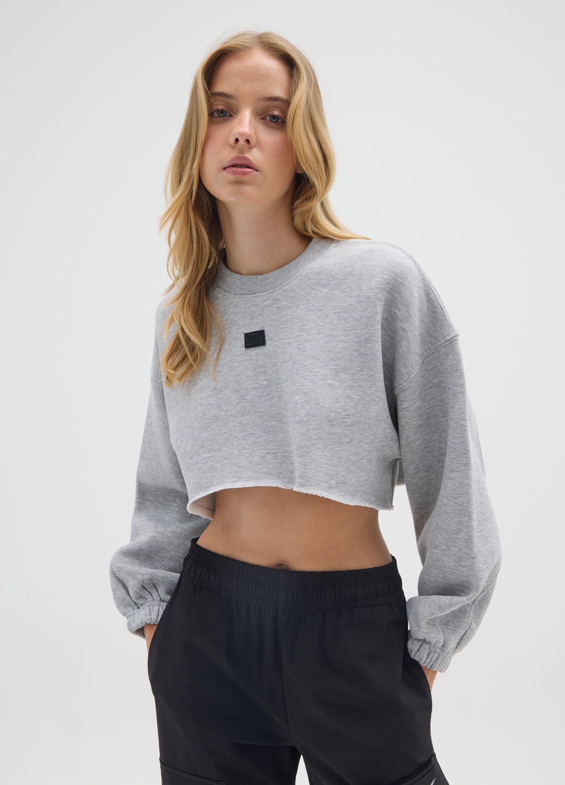 EVERLAST, Felpa In Misto Cotone Grigia Regular Fit, Donna, Grigio, Taglia: L