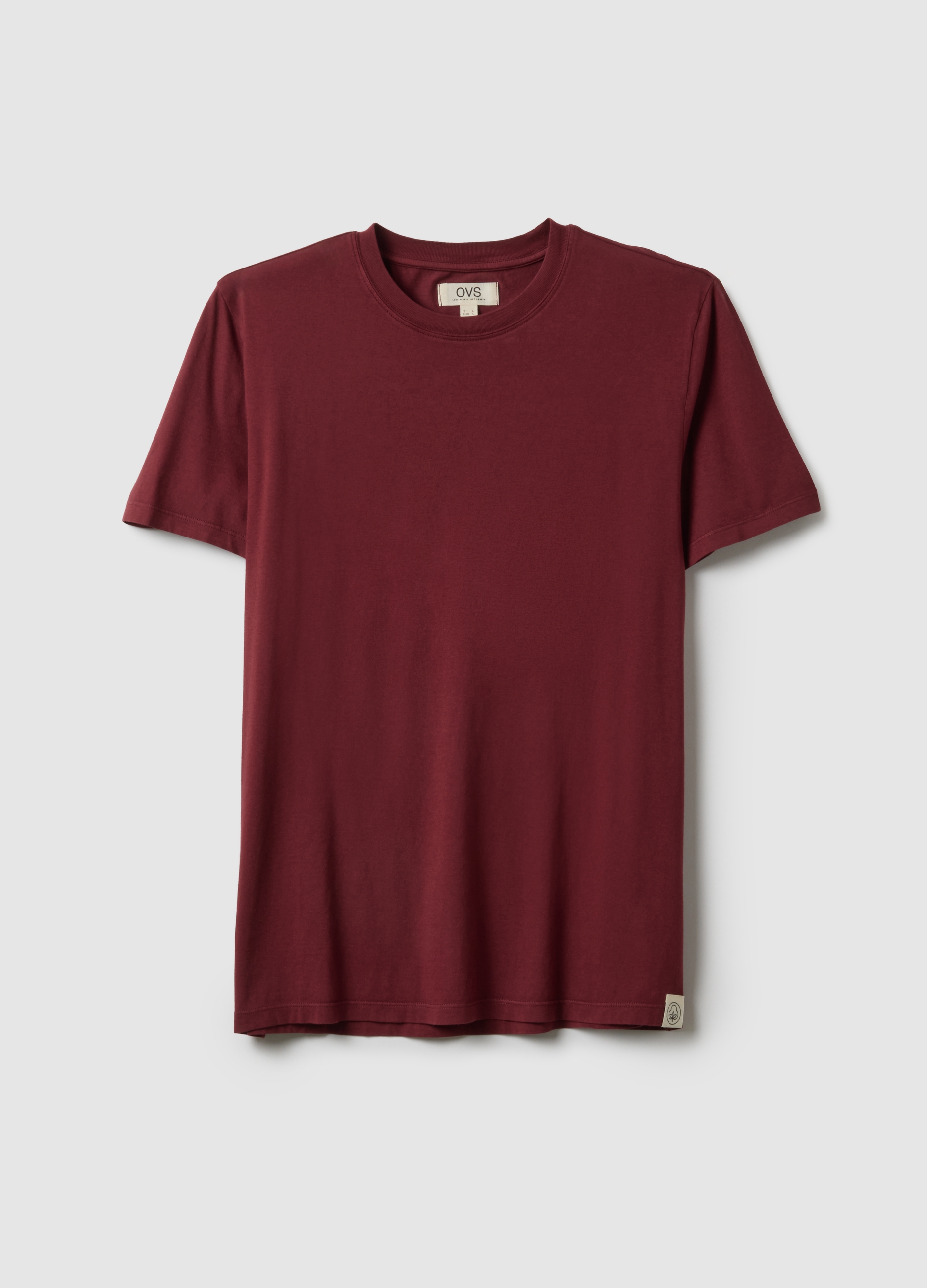 T-shirt Bordeaux In Puro Cotone, Hombre, Rojo Oscuro, Talla: M