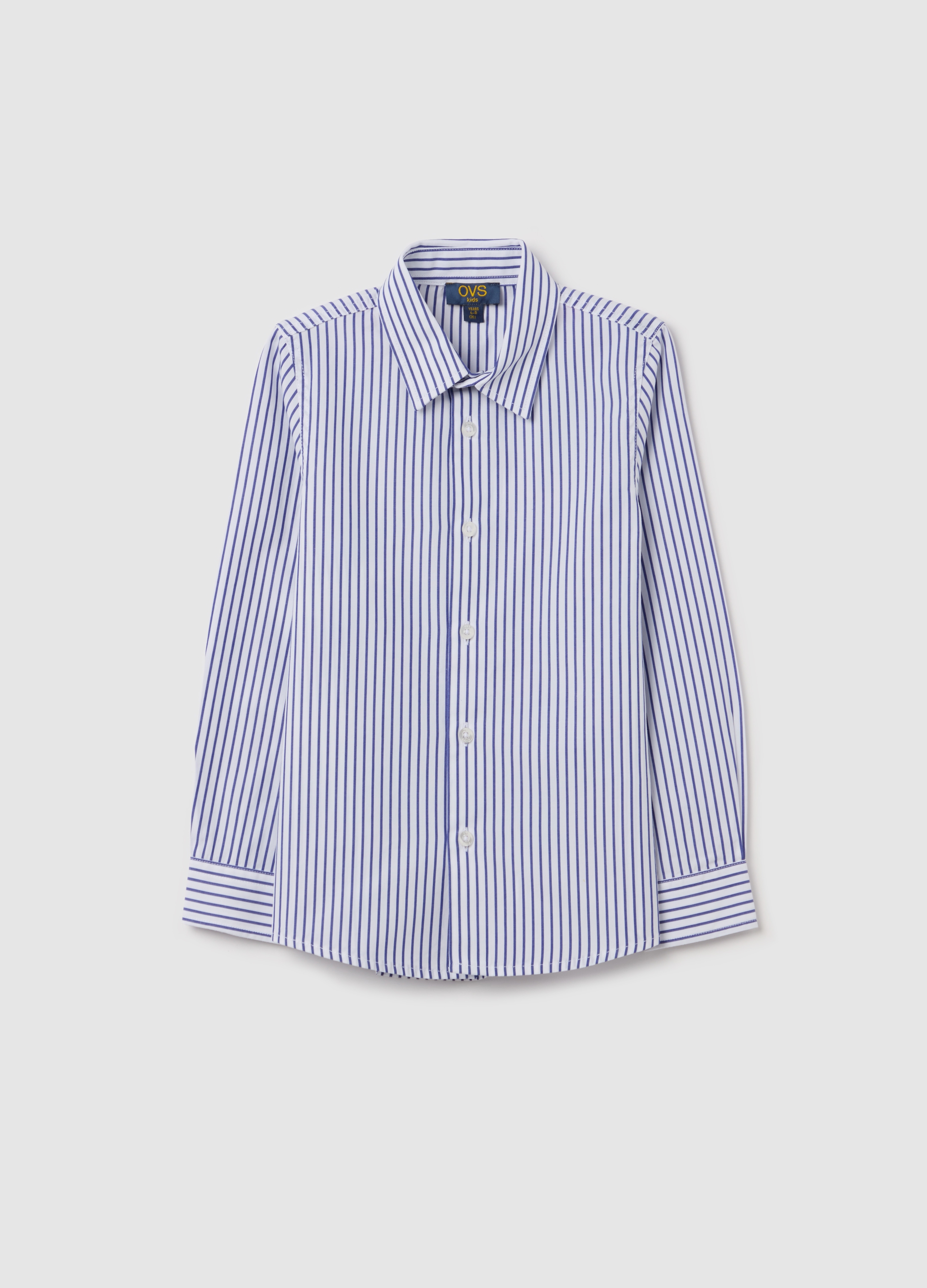 OVS, Camicia In Cotone A Righe, Bambino, Bianco, Taglia: 8-9