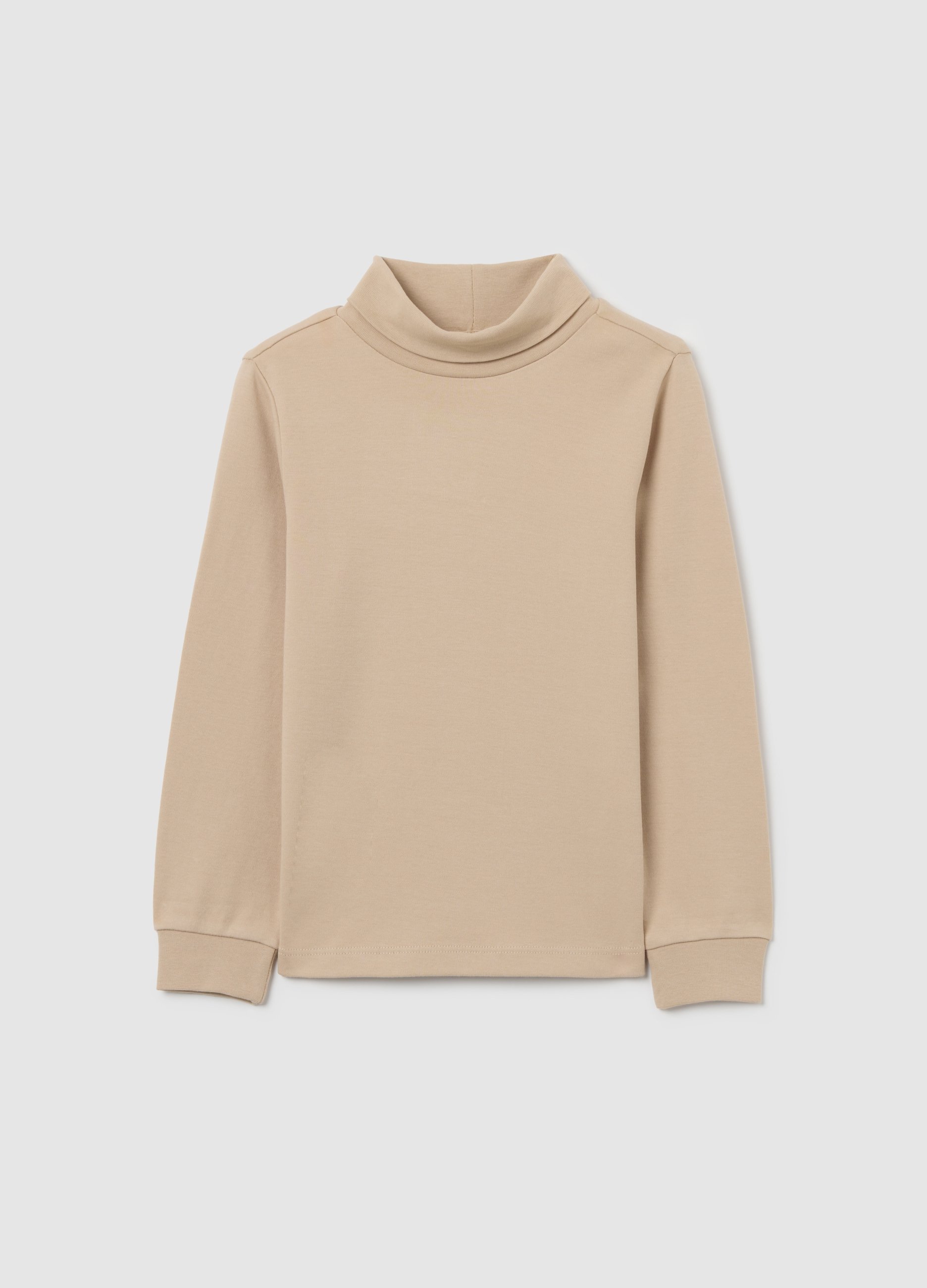 OVS KIDS, Suéter Beige De Cuello Alto Para Niños En Algodón Puro Ajuste Regular, Niño, Beige Claro, Talla: 7-8