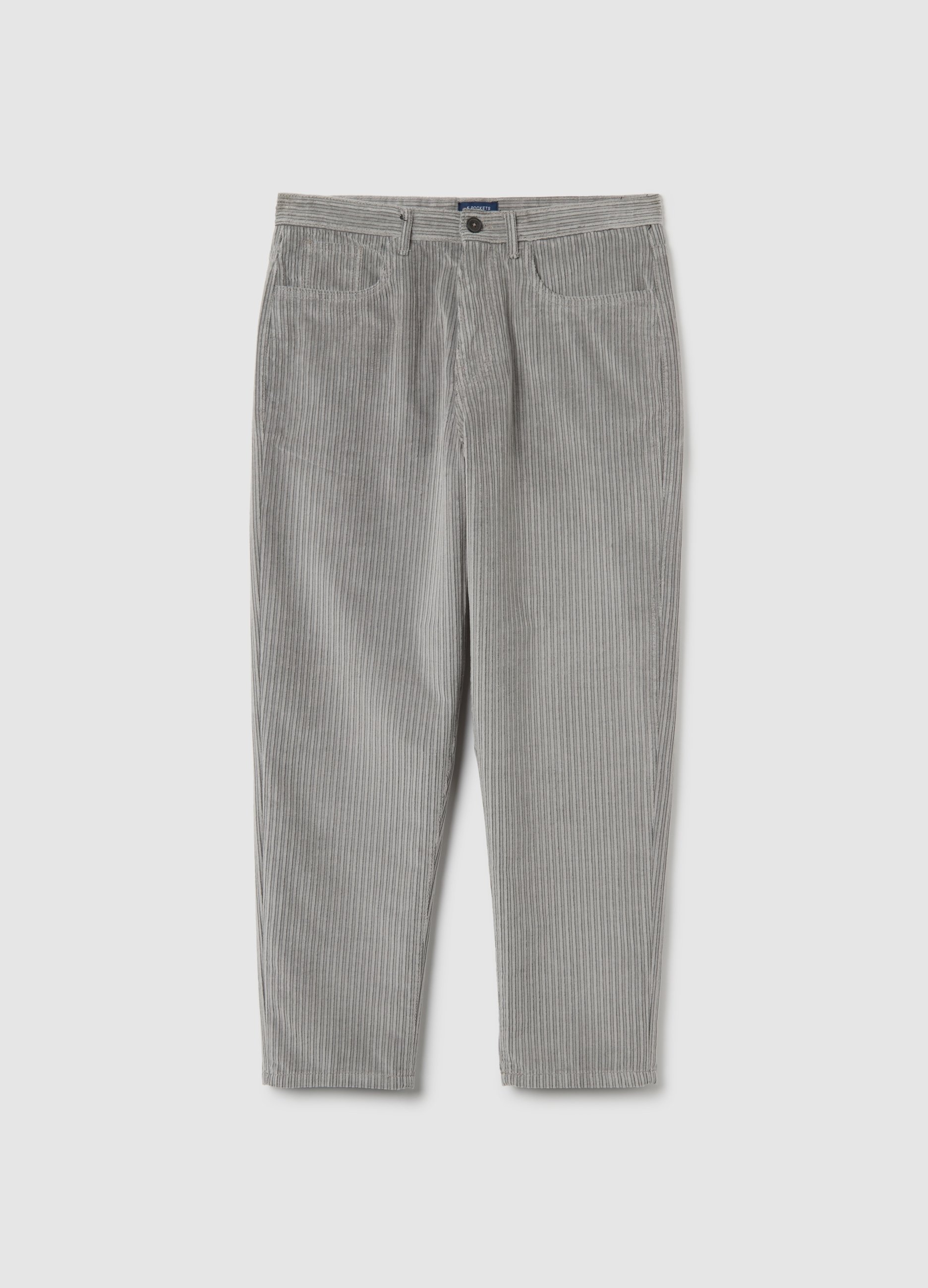 OVS, Pantalones Grises De Pana Regular Fit En Mezcla De Algodón, Hombre, Gris hormigón, Talla: 56