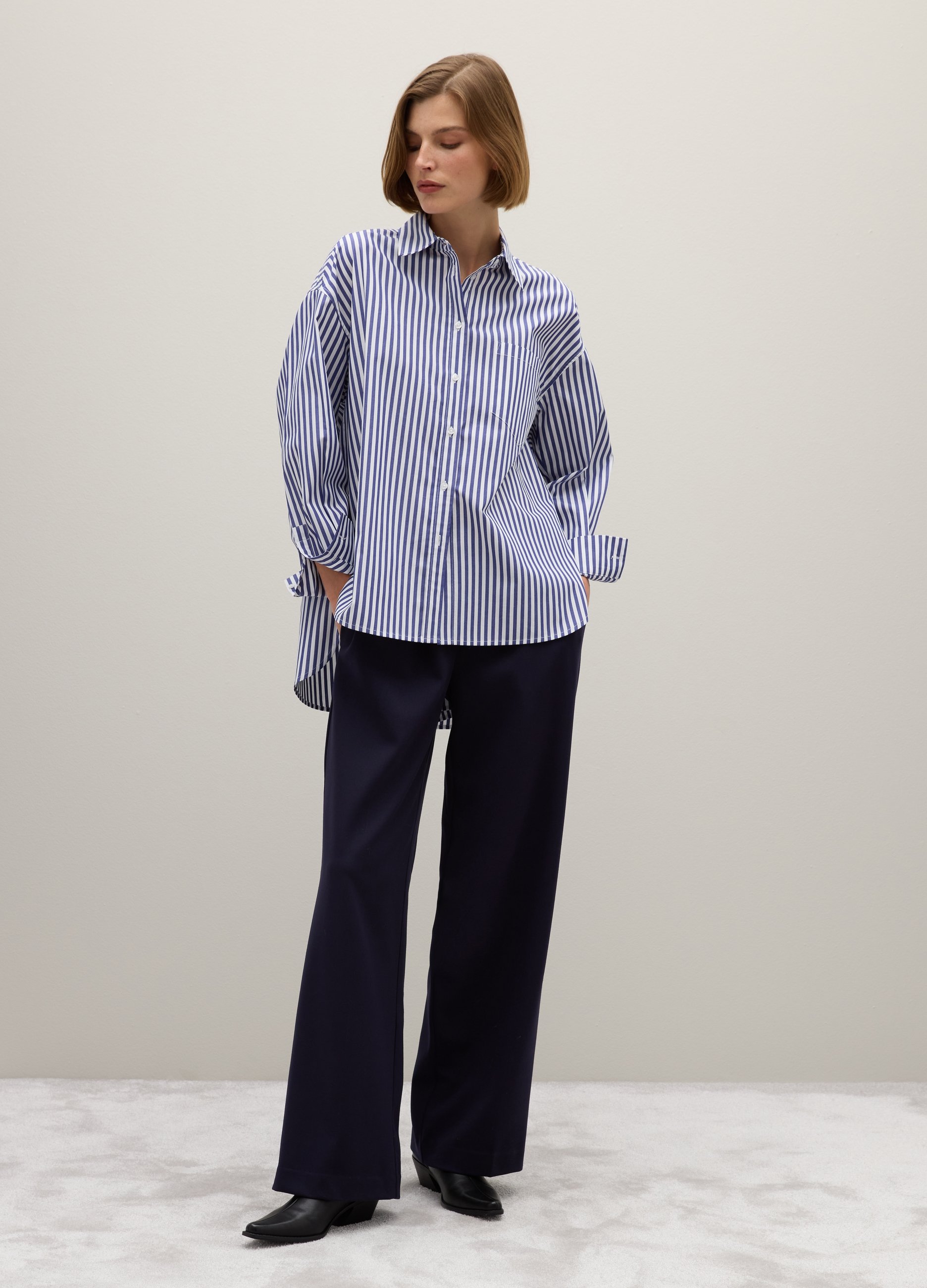 OVS, Blau Gestreiftes Baumwollhemd, Frau, Weiß/Blau, Größe: XS/S