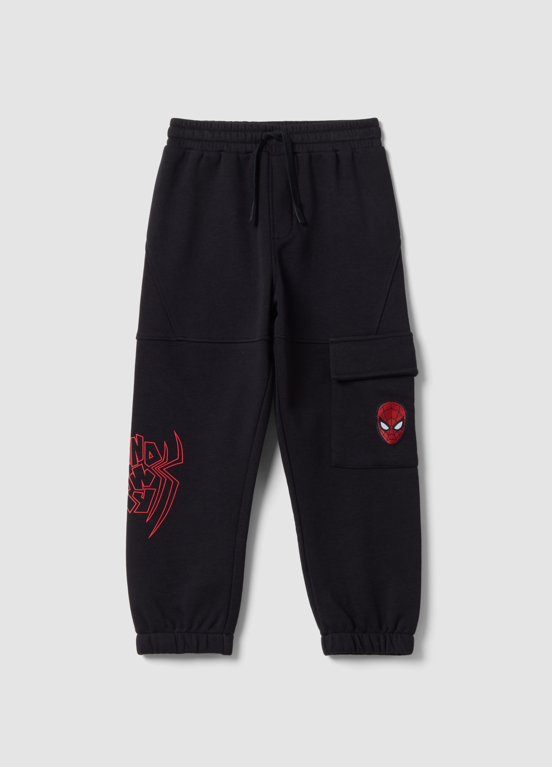 MARVEL, Pantaloni Jogger Neri In Misto Cotone Con Grafiche Marvel Spider-man Per Bambino, Nero, Taglia: 3-4
