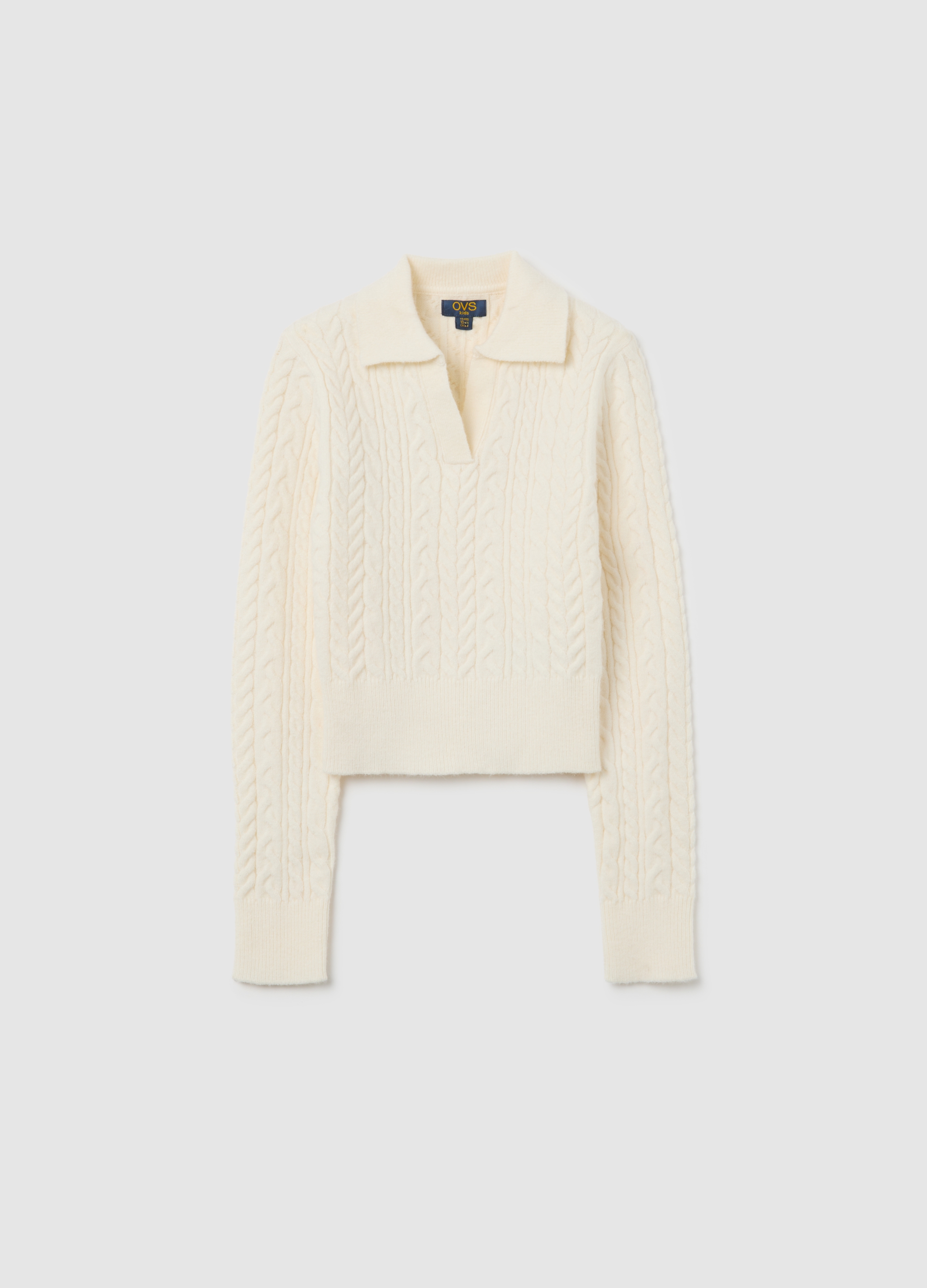 OVS KIDS, Maglione Da Ragazza Beige Vestibilità Fitted Con Colletto Polo, Niña, Beige Jaspeado, Talla: 11-12