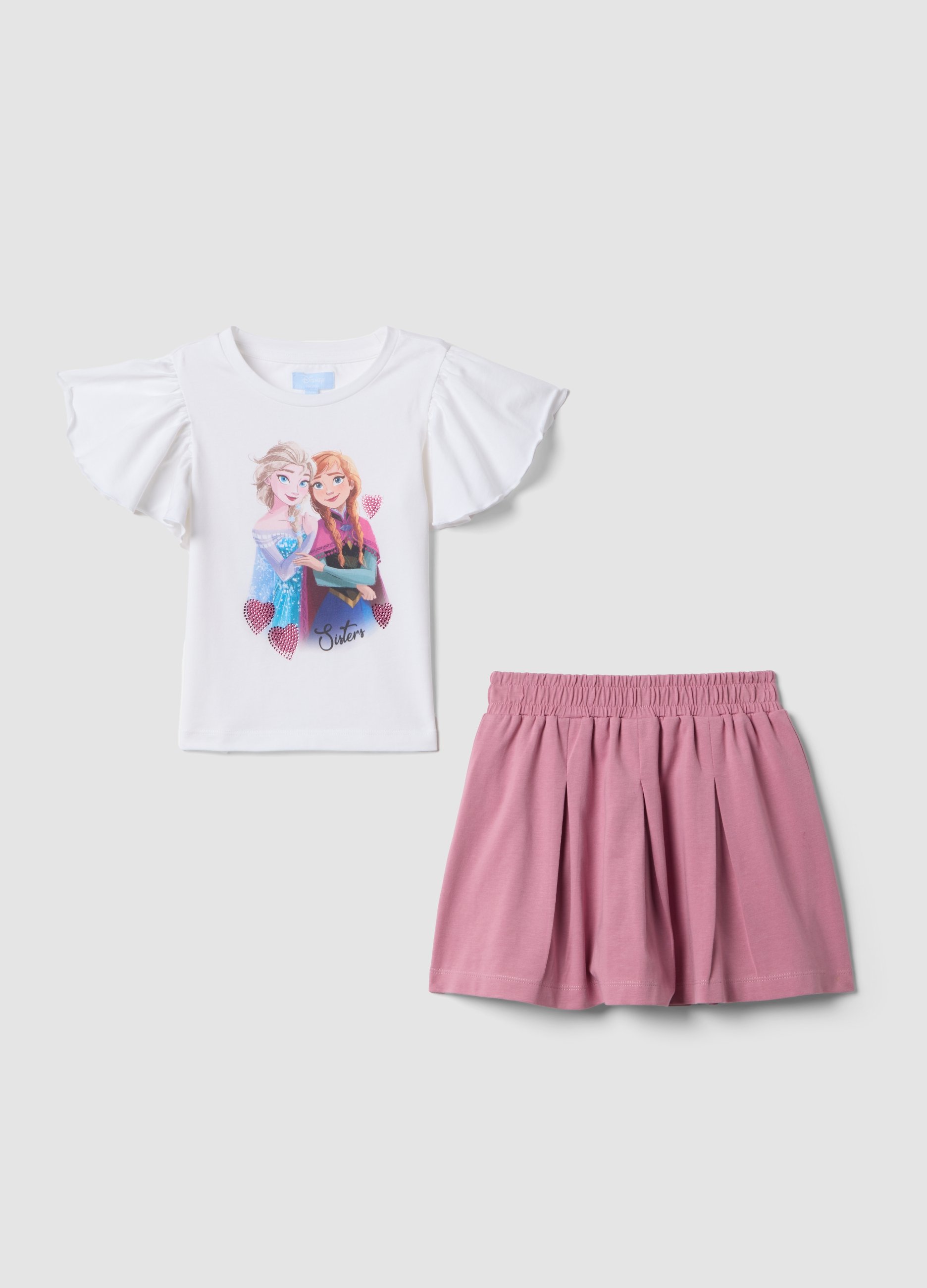 DISNEY, Set In Cotone Elasticizzato Multicolor Da Bambina Con Stampa Frozen, Multicolor, Taglia: 3-4