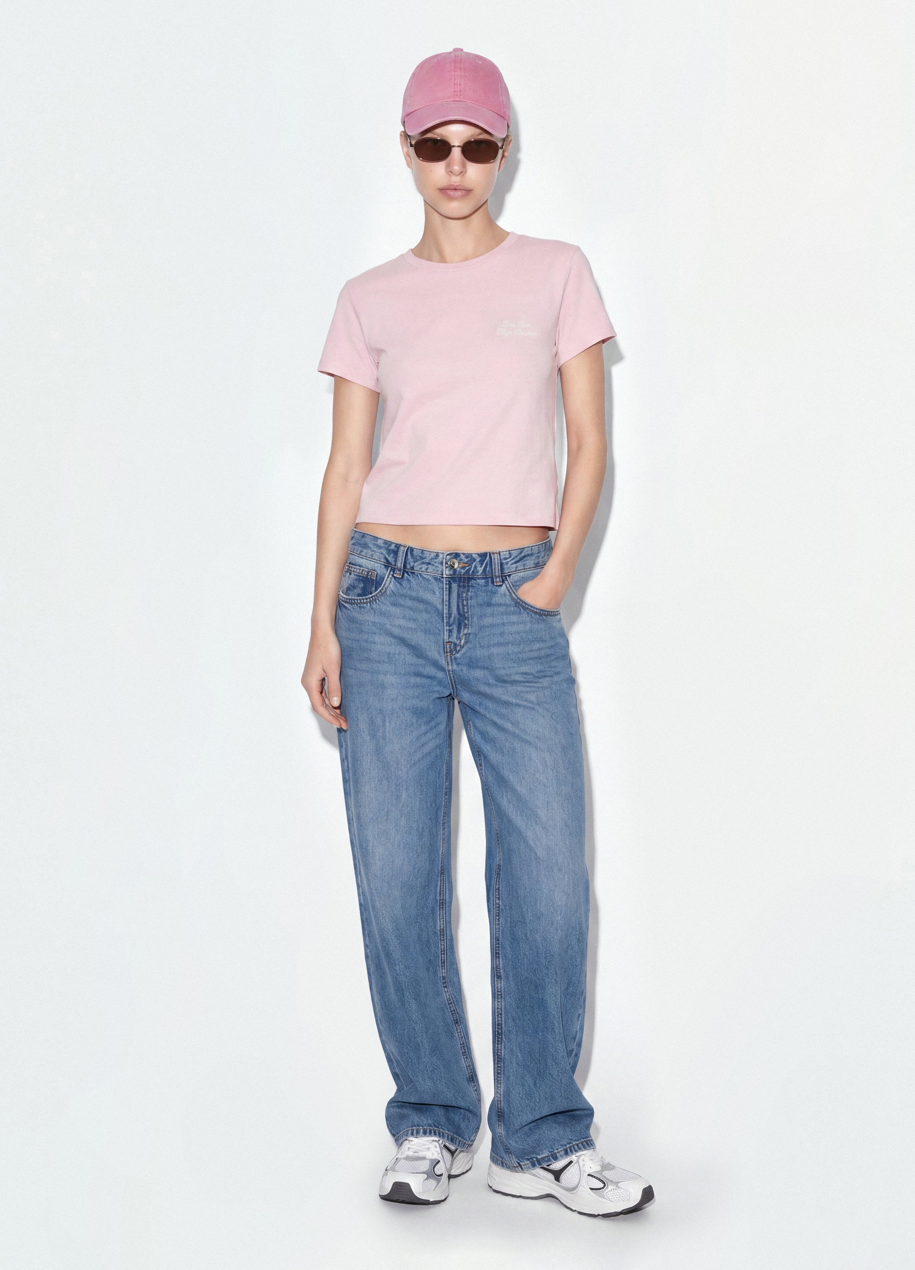 B.ANGEL, T-shirt Crop Rosa In Puro Cotone Con Stampa Grafica Regular Fit, Donna, Rosa, Taglia: M