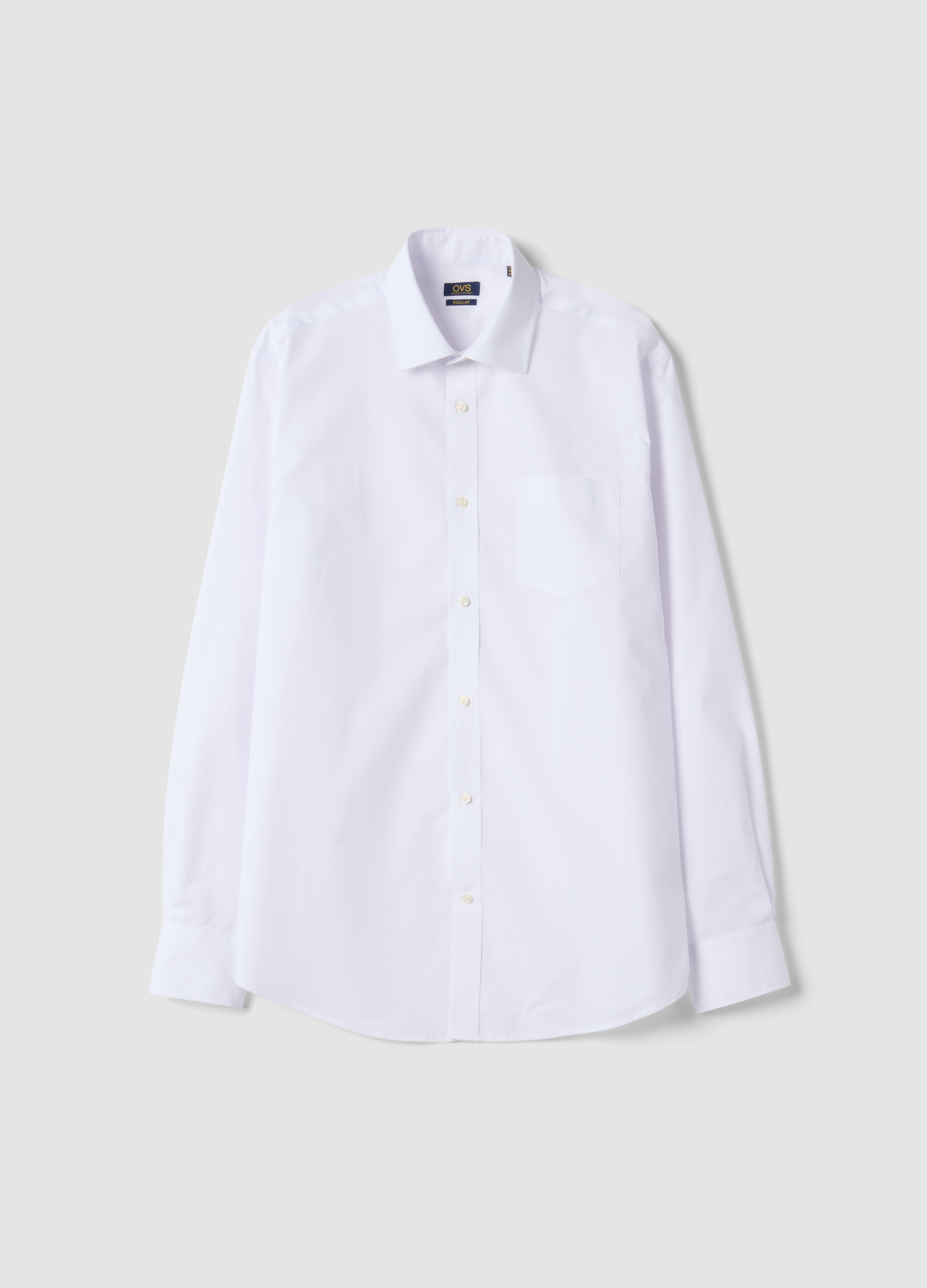 OVS, Camicia Bianca Regular Fit Con Collo Classico Easy Iron, Uomo, Bianco, Taglia: 41