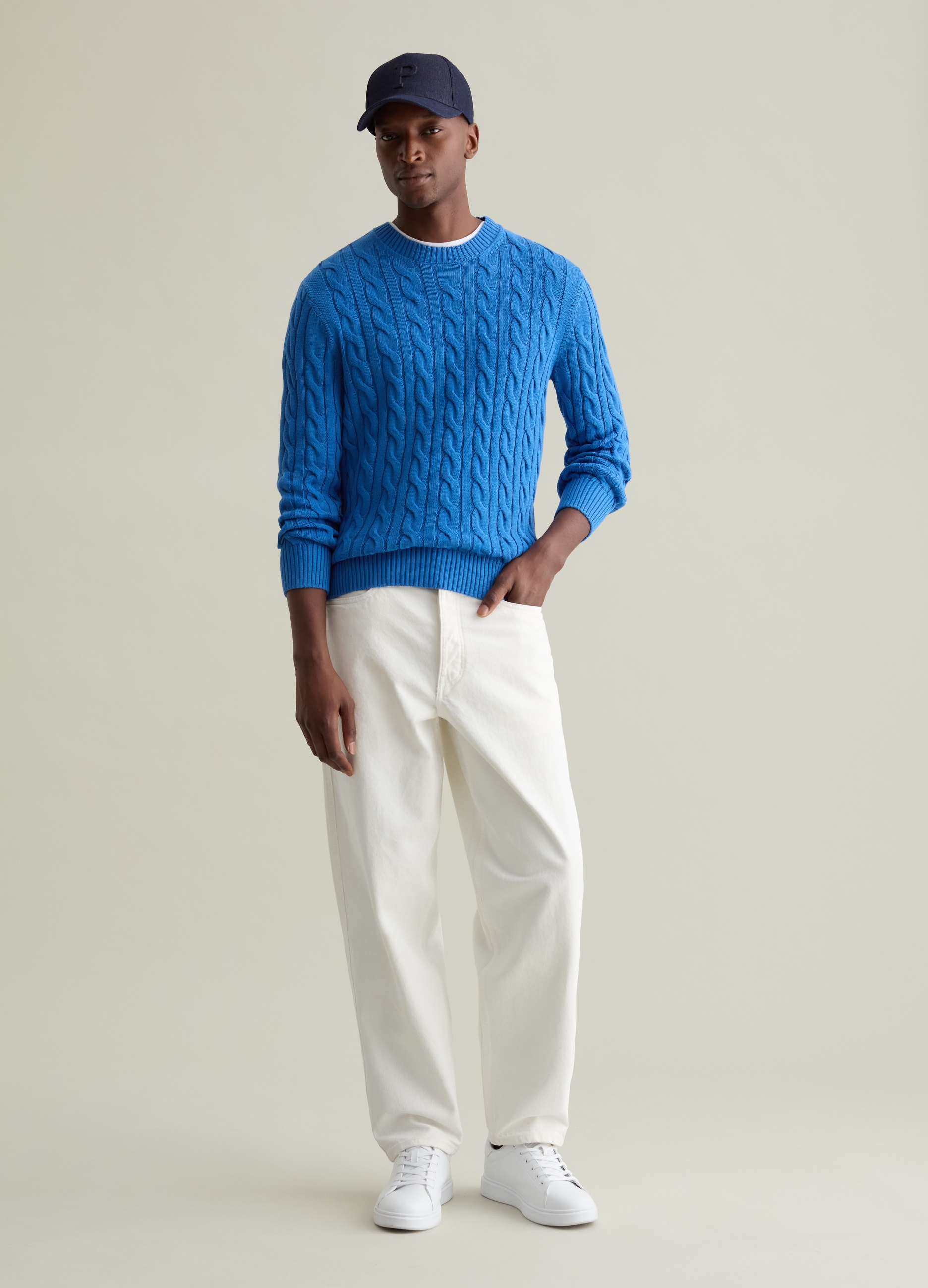 PIOMBO, Pullover Con Lavorazione A Treccia, Uomo, Blu, Taglia: S