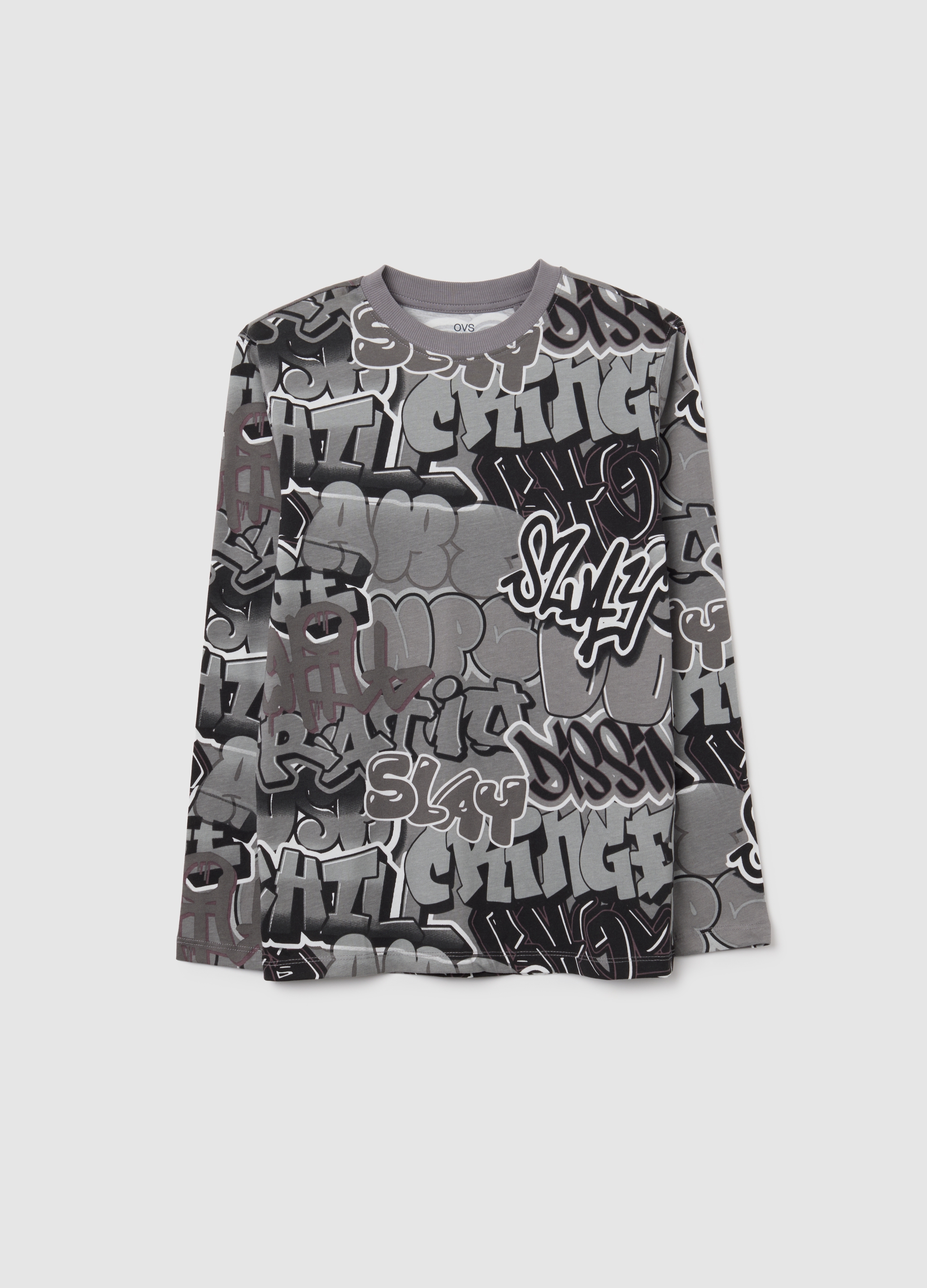 Camiseta Multicolor De Algodón Puro Corte Regular Para Chico, Niño, Grey/Black, Talla: 14-15