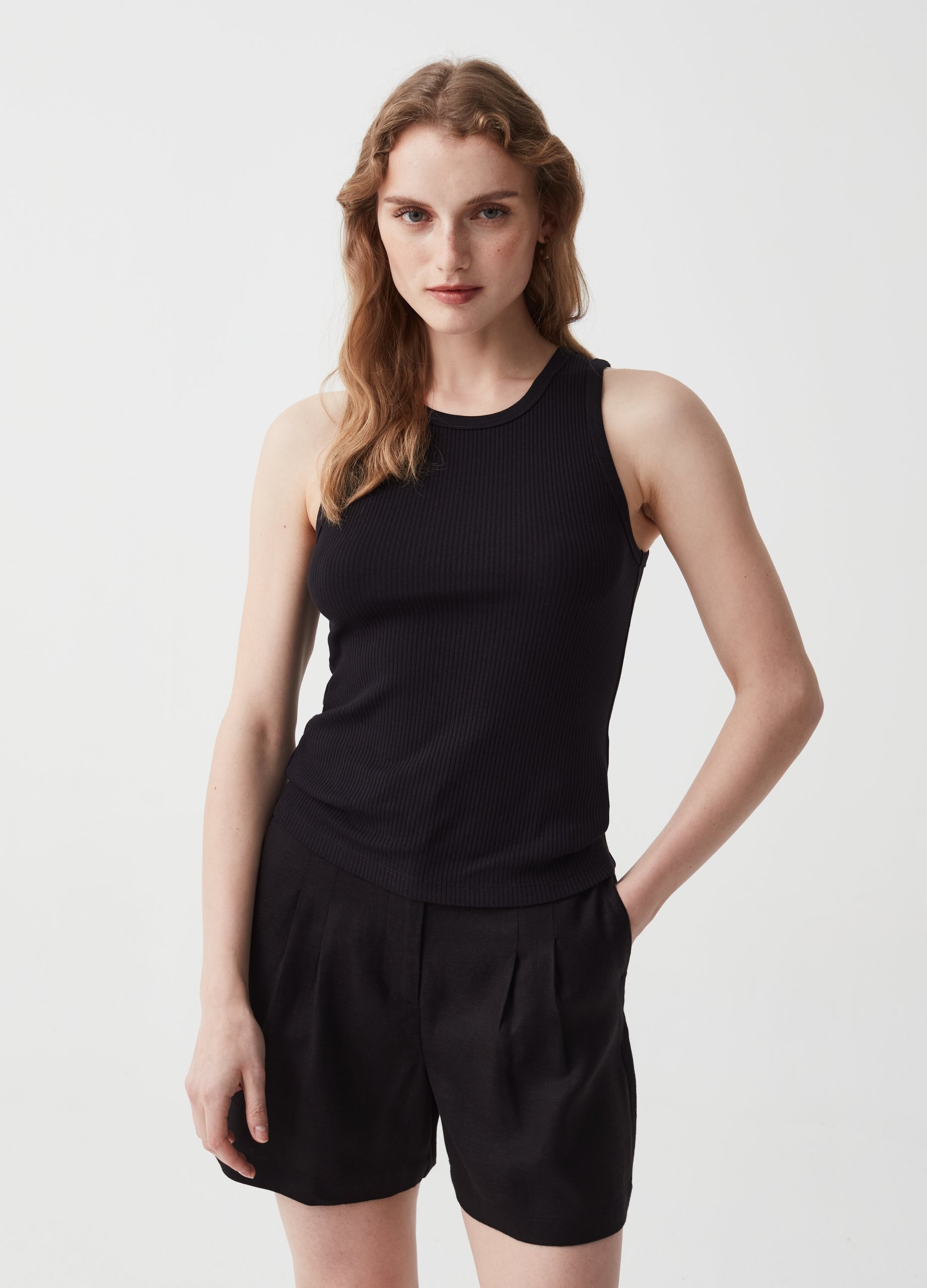 OVS , Tank Top Essential A Costine Sottili, Donna, Nero, Taglia: XXL