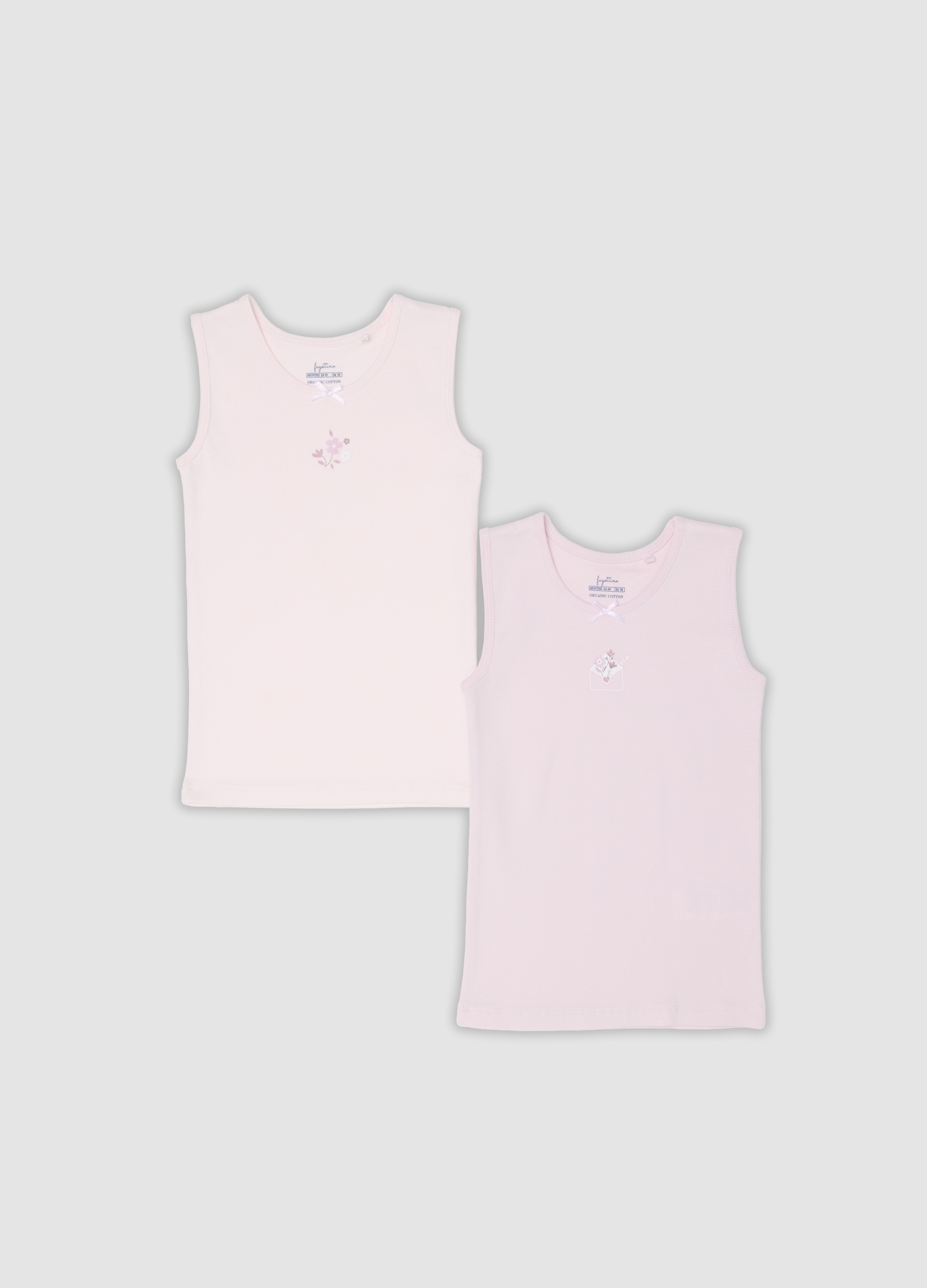 FAGOTTINO, Bipack Di Canottiere Rosa In Cotone Organico Per Neonate E Bimbe, Bambina, Rosa, Taglia: 30-36