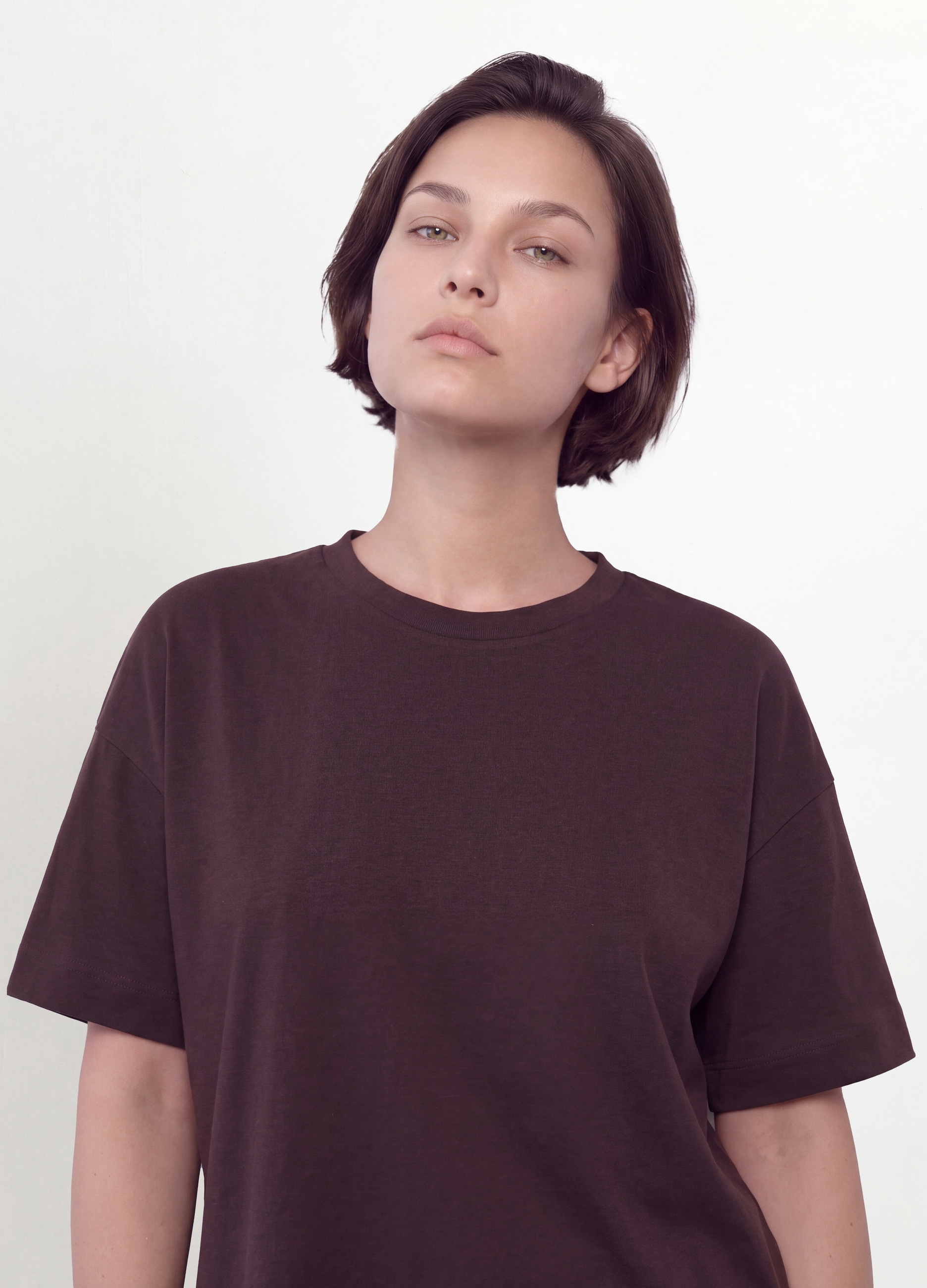 MYA, T-shirt Girocollo Marrone In Misto Cotone E Modal Elasticizzato Regular Fit, Donna, Marrone, Taglia: S