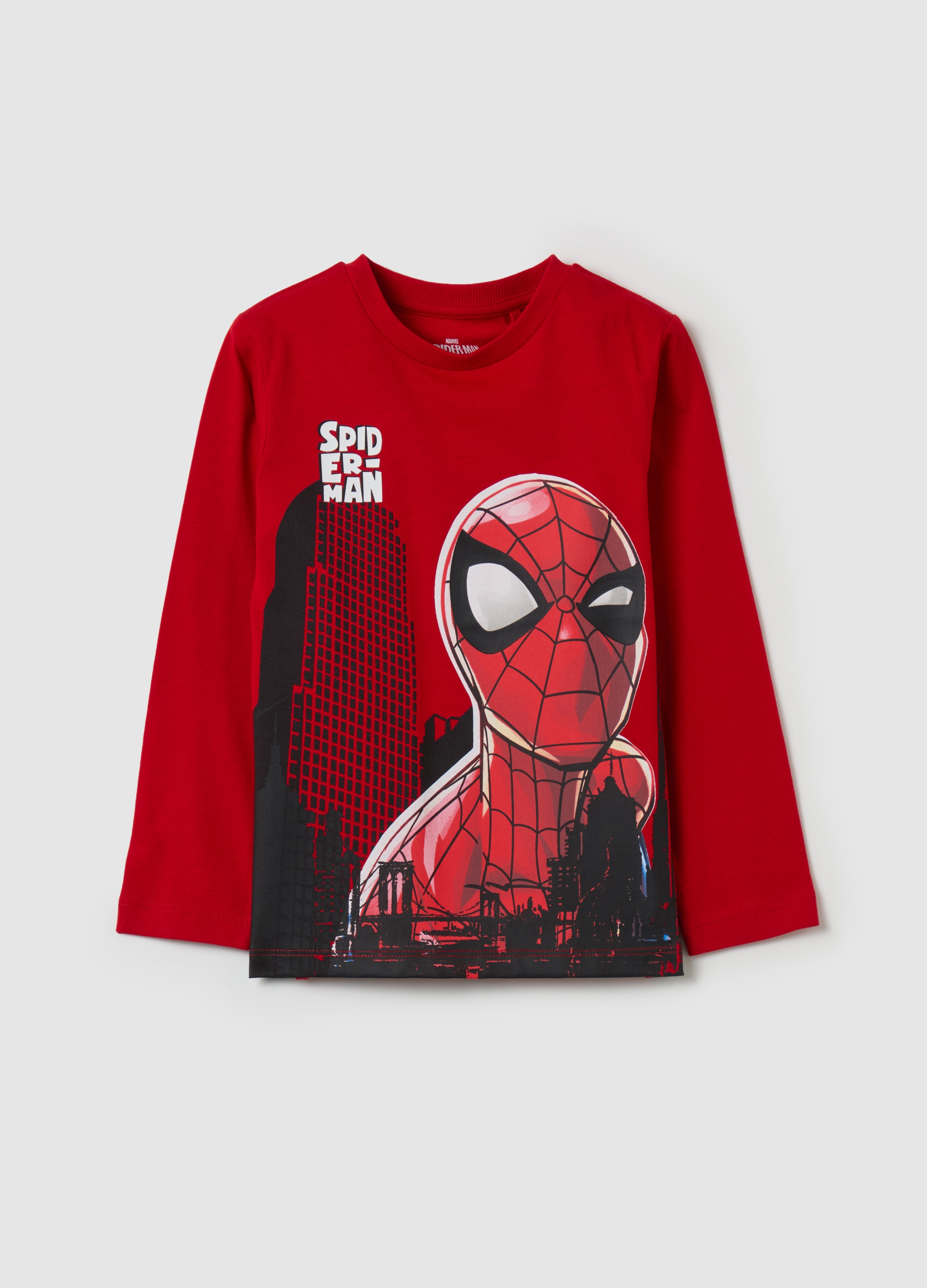 OVS KIDS, T-shirt Maniche Lunghe Stampa Spider-man, Bambino, Rosso, Taglia: 4-5
