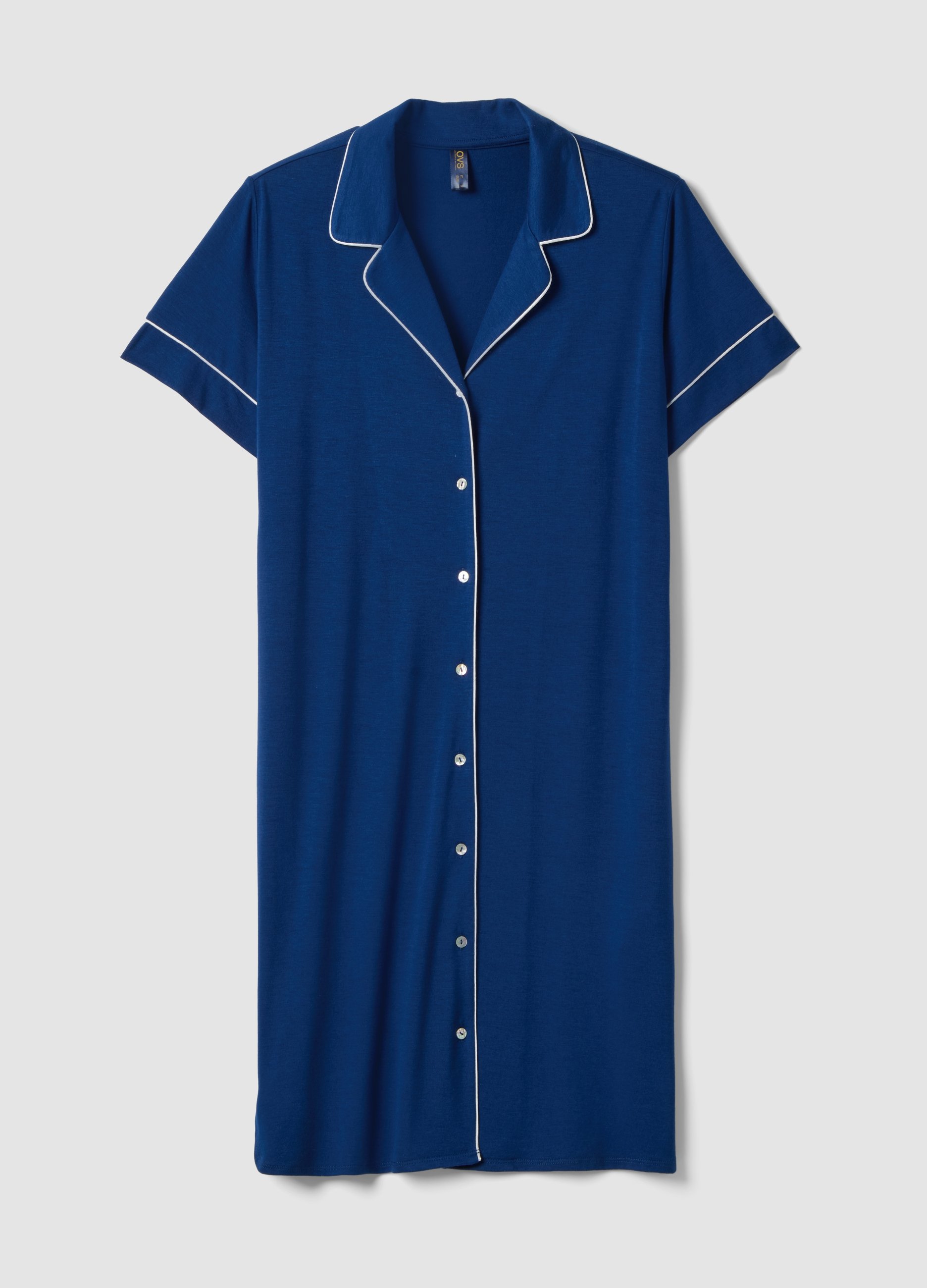 OVS, Camicia Da Notte In Misto Viscosa Elasticizzata Blu Con Collo A V, Donna, Blu, Taglia: XL
