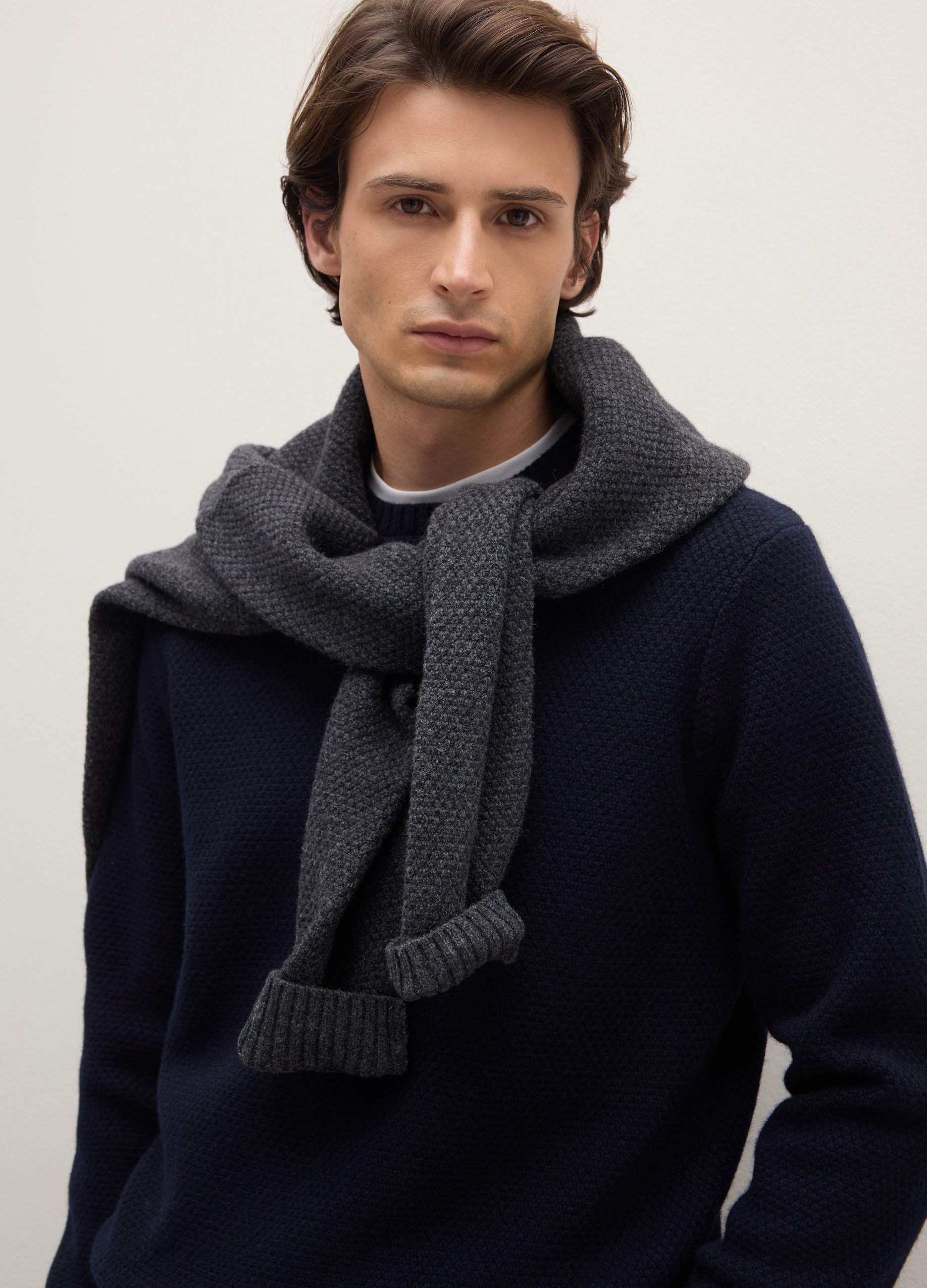 PIOMBO, Maglione Girocollo Blu In Pura Lana, Uomo, Blu, Taglia: L