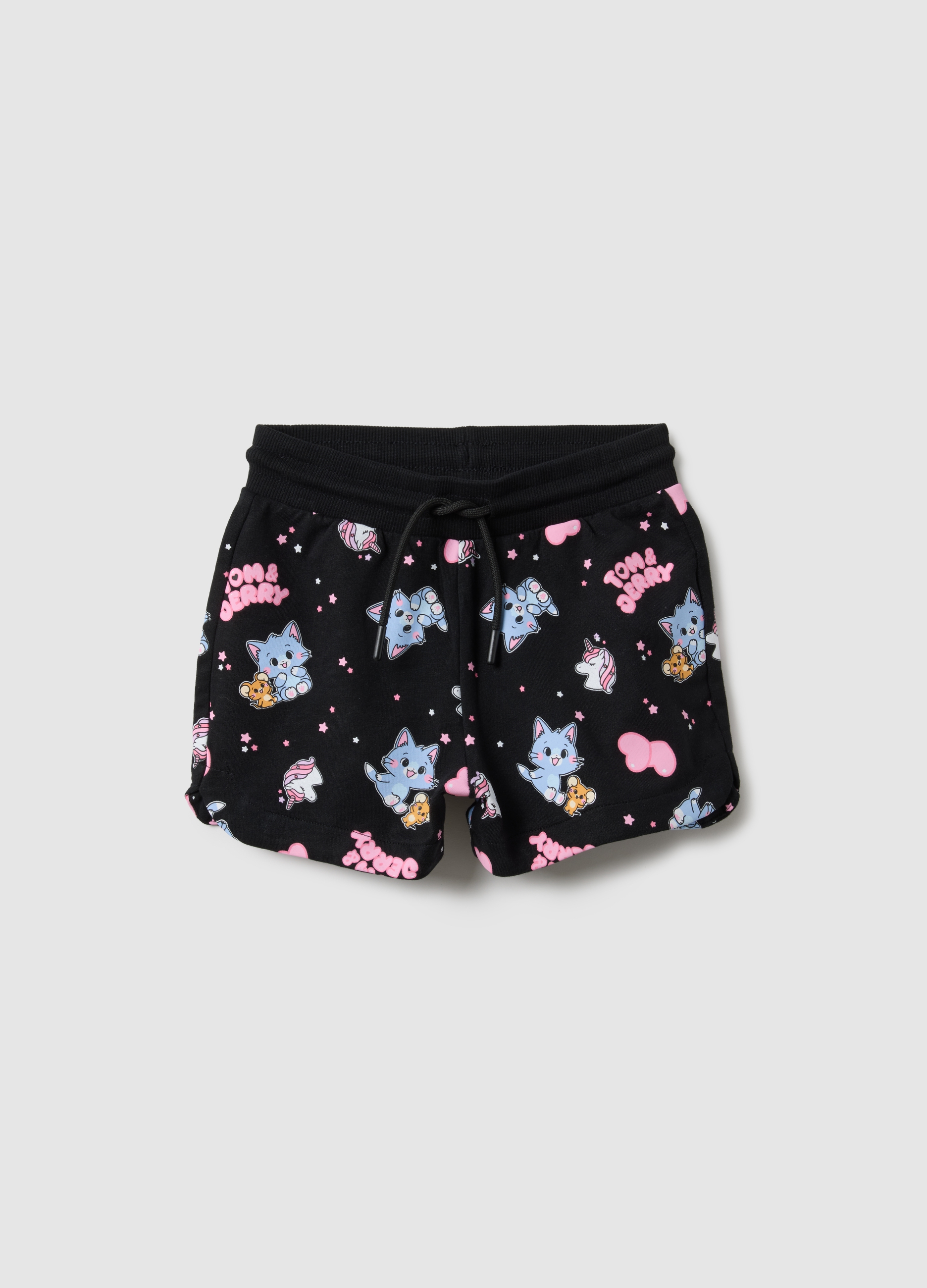 WARNER BROS, Pantalones Cortos Multicolor De Algodón Puro Para Niñas, Ajuste Regular Con Estampados, Niña, Negro/rosa, Talla: 6-7