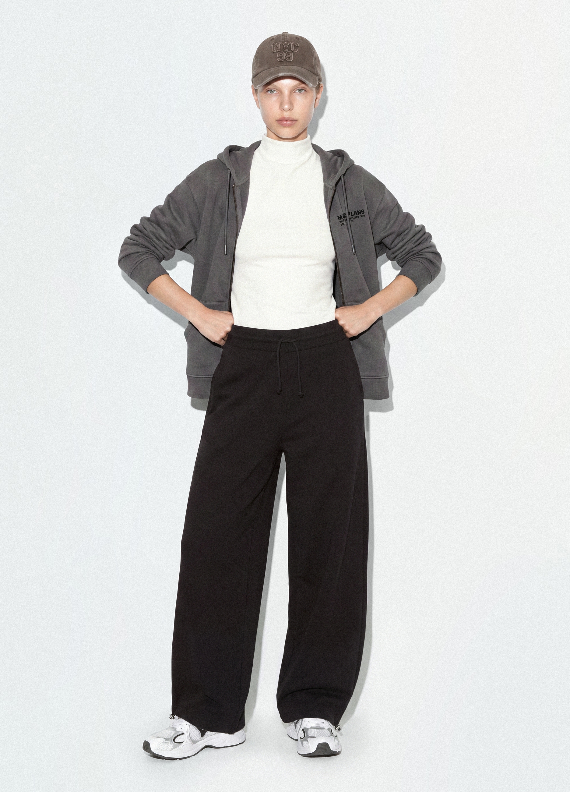 B.ANGEL, Pantaloni Jogger Neri In Misto Cotone Baggy Fit, Donna, Nero, Taglia: M