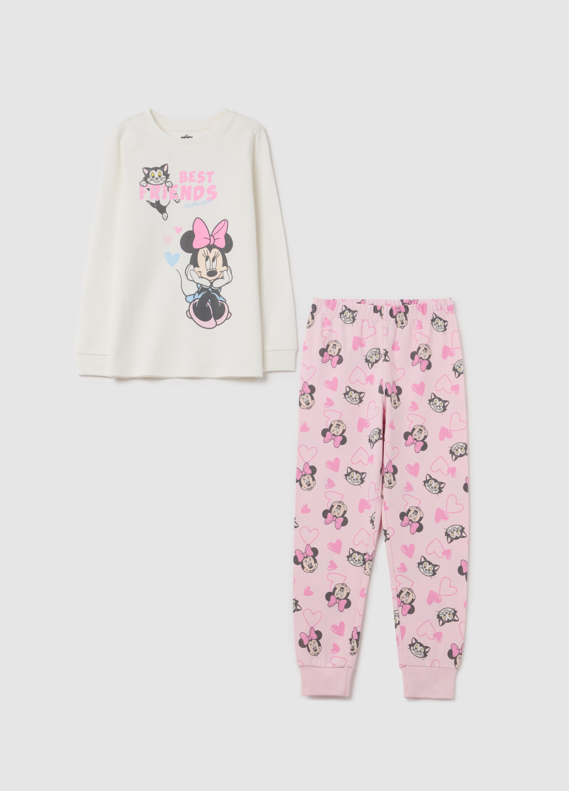 OVS, Pigiama In Cotone Con Stampa Minnie E Figaro, Bambina, Multicolor, Taglia: 4-5