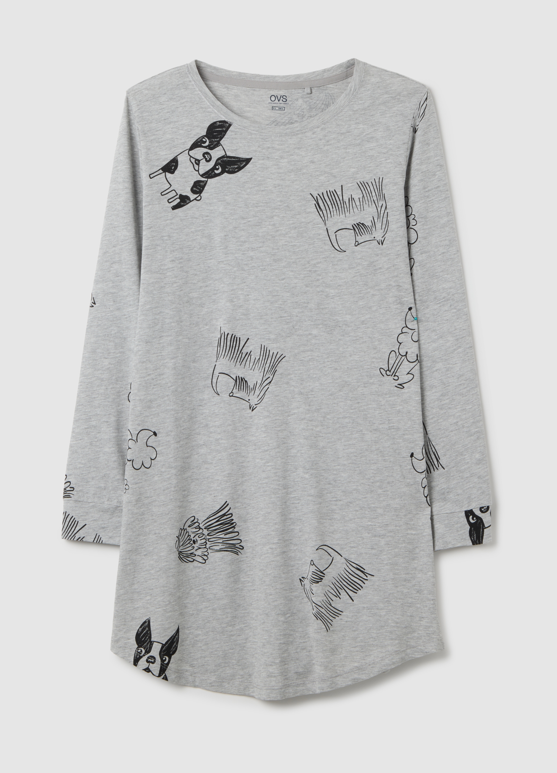 Camisón Largo Gris De Algodón Y Viscosa, Mujer, Gris, Talla: XXL