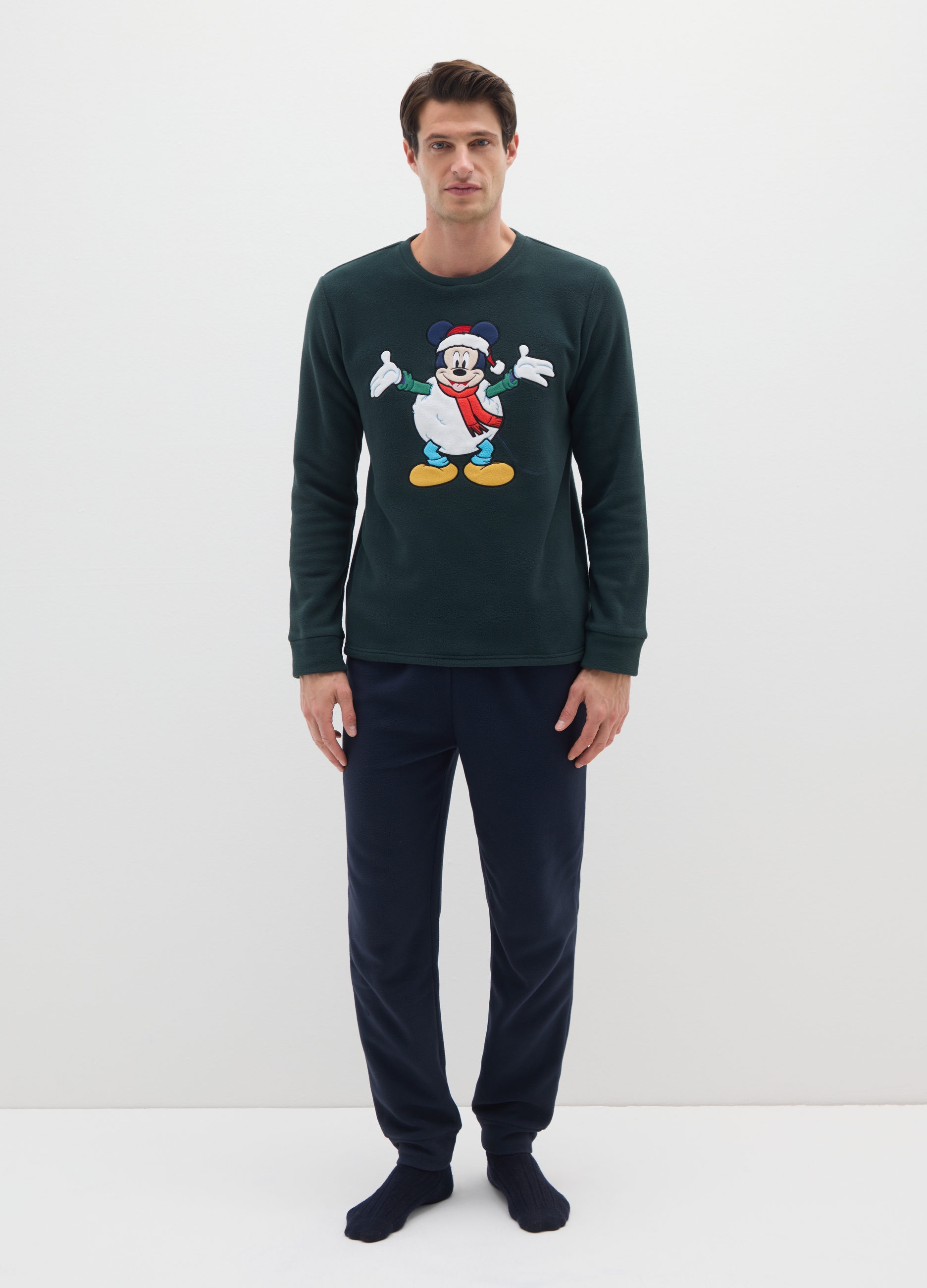 DISNEY, Pijama Navideño Multicolor Corte Regular Con Estampado De Disney, Hombre, Green/Blue, Talla: XXL